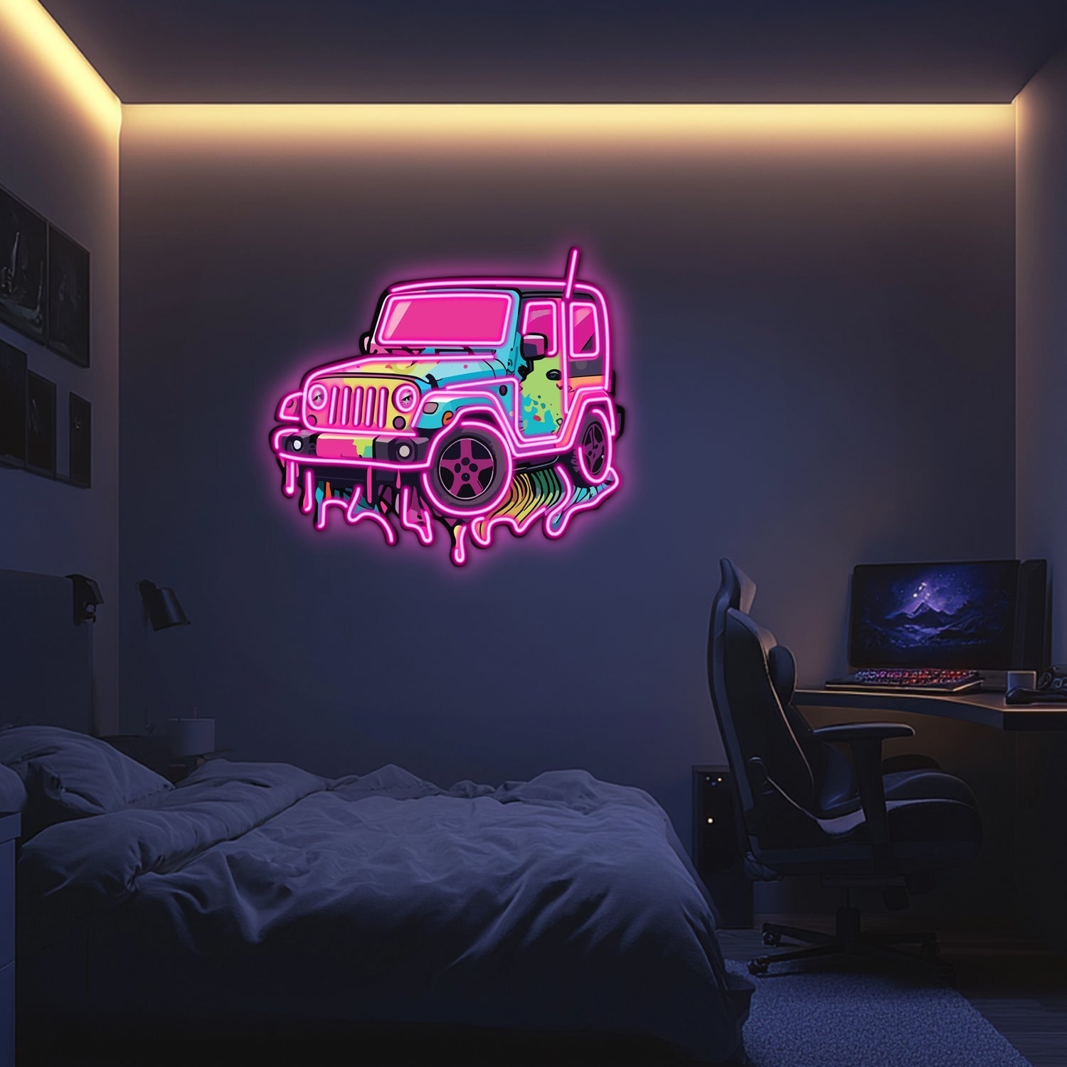UV Printed Jeep Neon Wall Art- LV0078 Liviqon.co