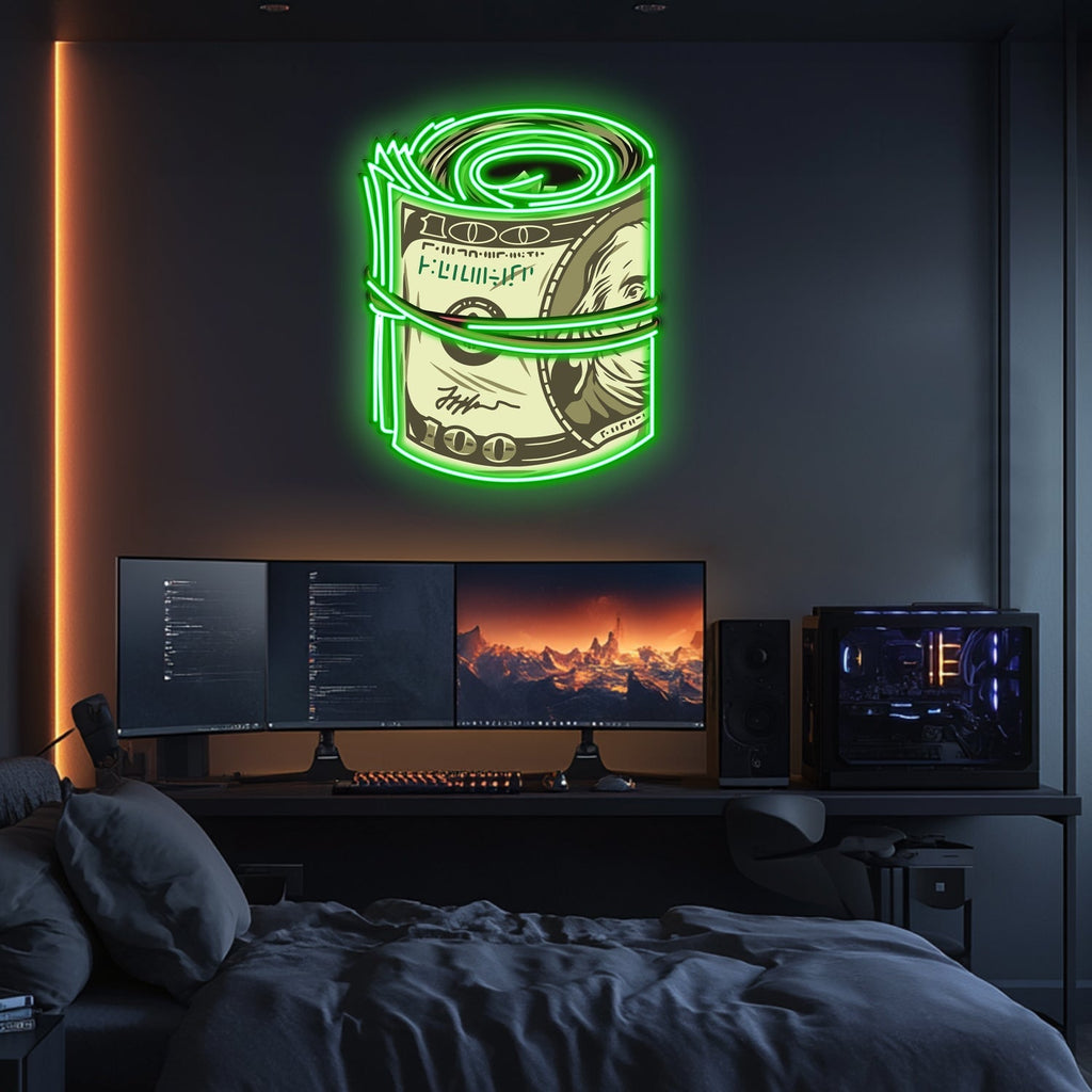 UV Printed Dollar Rulo Neon Wall Art- LV0067 Liviqon.co