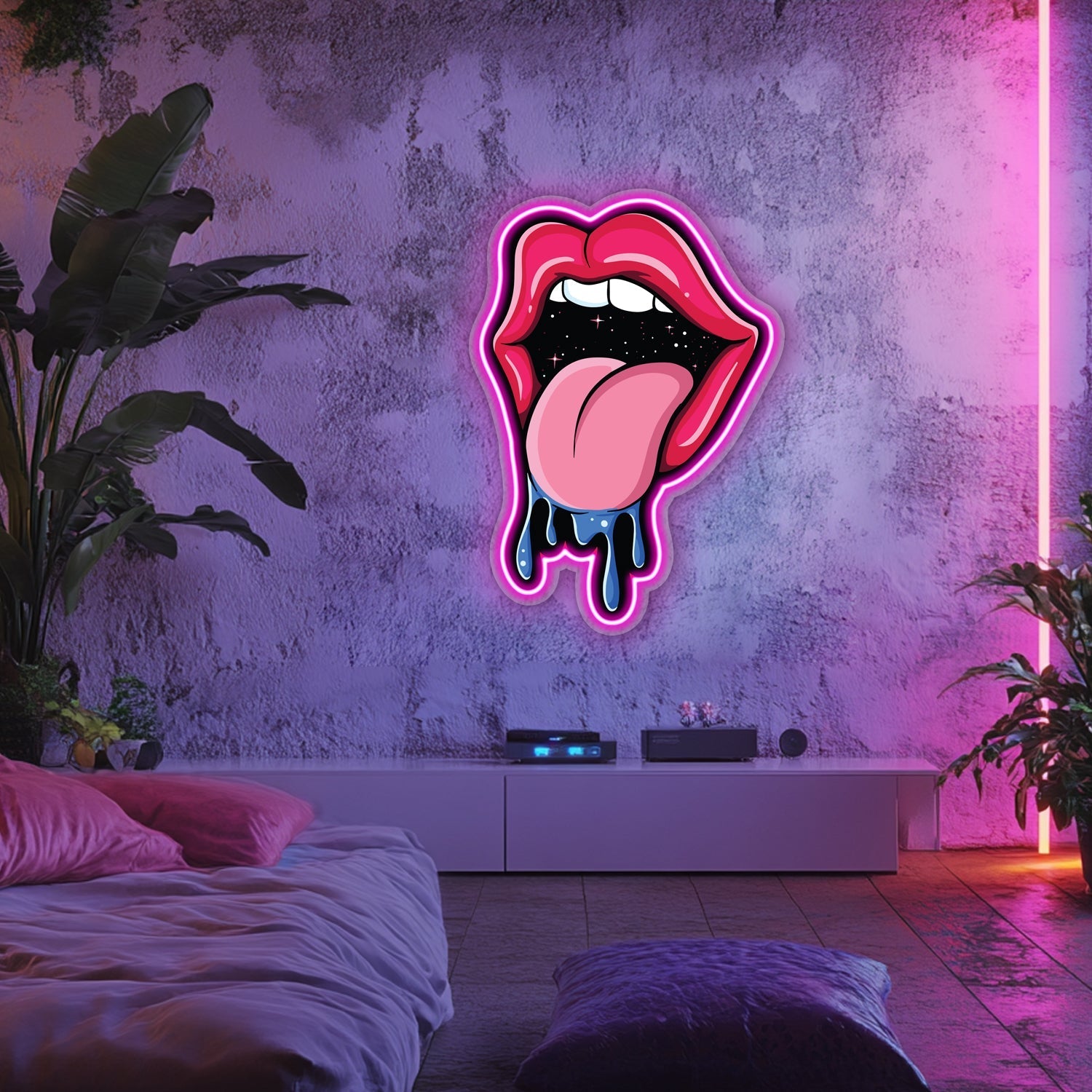 UV Printed Galactic Tongue  Neon Wall Art- LV0069 Liviqon.co