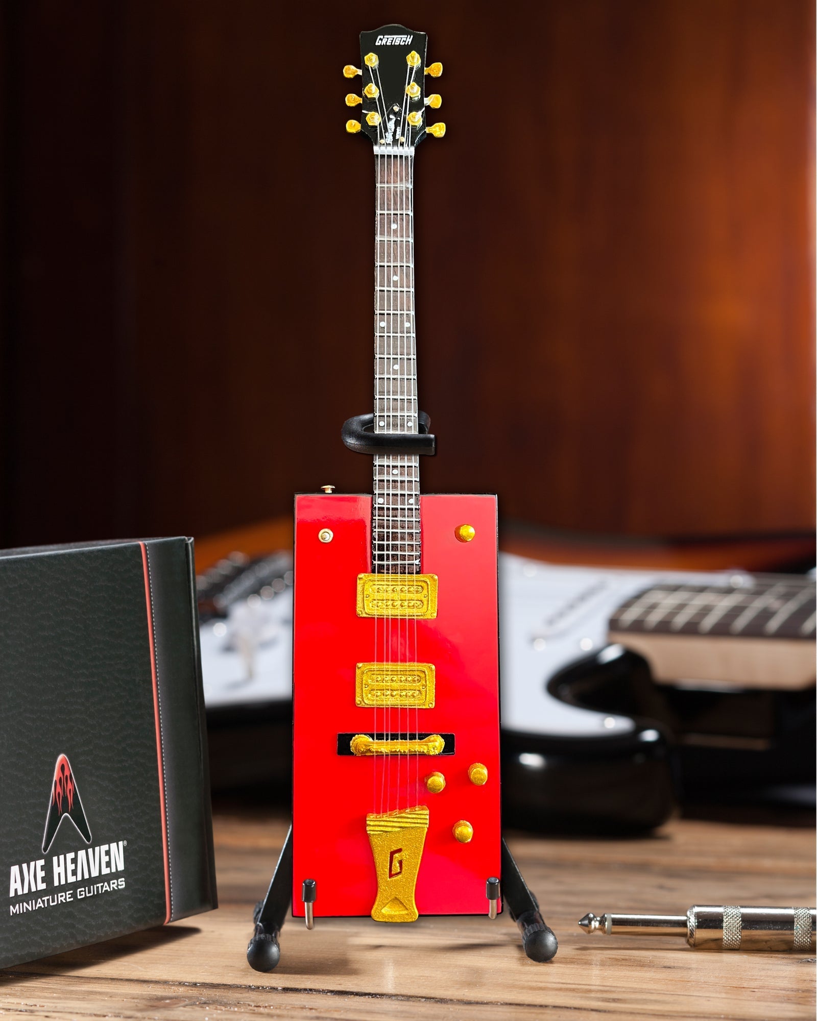 Bo Diddley Signature Firebird Red Gretsch G6138 Box Mini Guitar Model AXE HEAVEN® STORE - Mini Guitar Replica Collectibles & Custom Record Awards