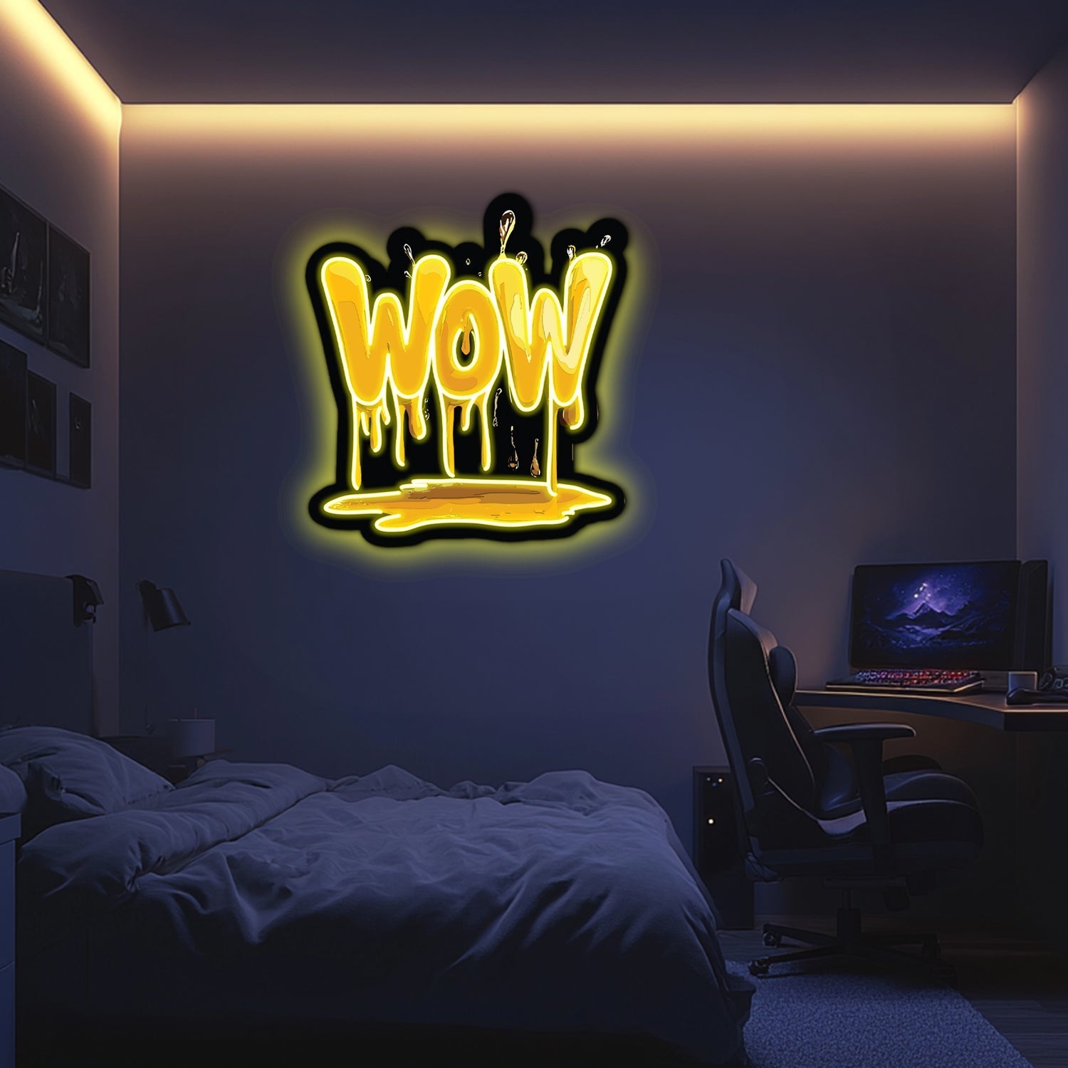 UV Printed WOW Neon Wall Art- LV0057 Liviqon.co