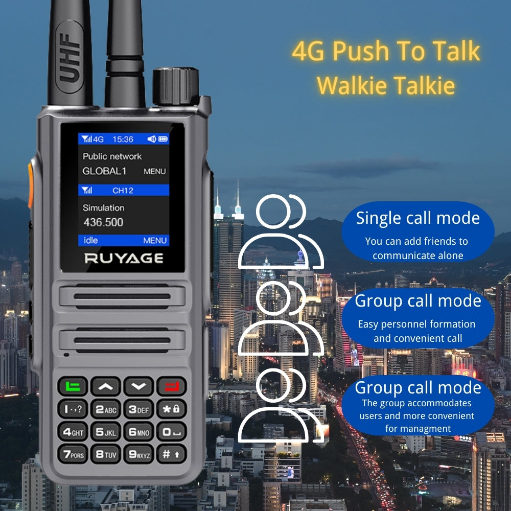 Ruyage X30 Nationwide Lifetime Free 4g+UHF Walkie Talkies | Global Unlimited Range Dual Mode 2 Way Radios,Relay Function,4000mAh,for Job Site with SIM Cards 2 Pack Ruyage Radio