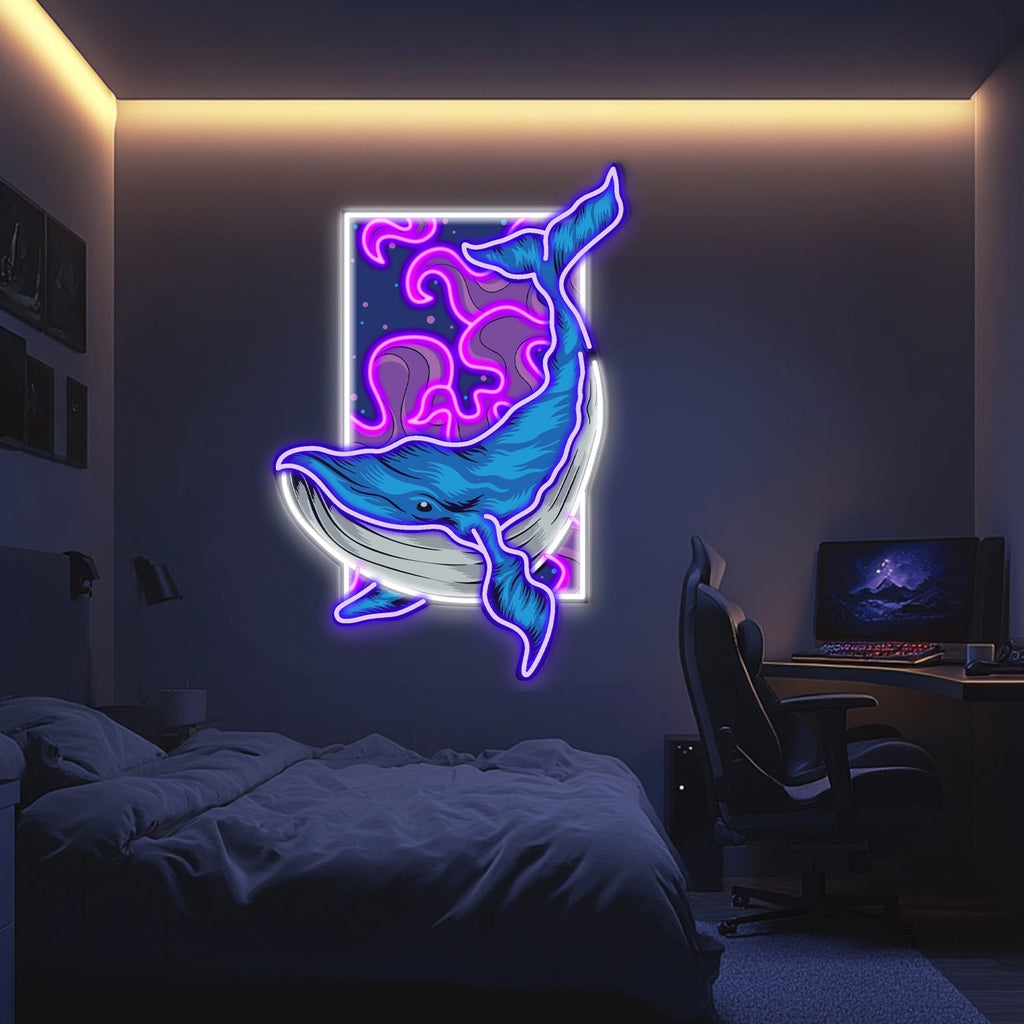 UV Printed Whale Neon Wall Art- LV0005 Liviqon.co