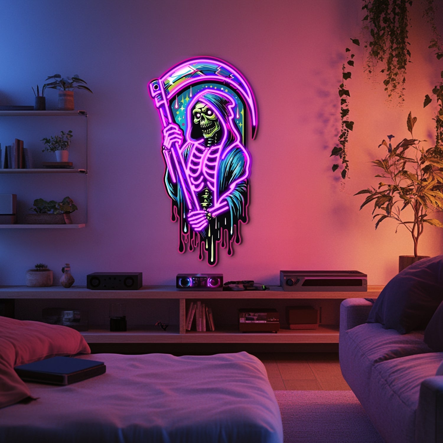 UV Printed Angel of Death Neon Wall Art- LV0004 Liviqon.co