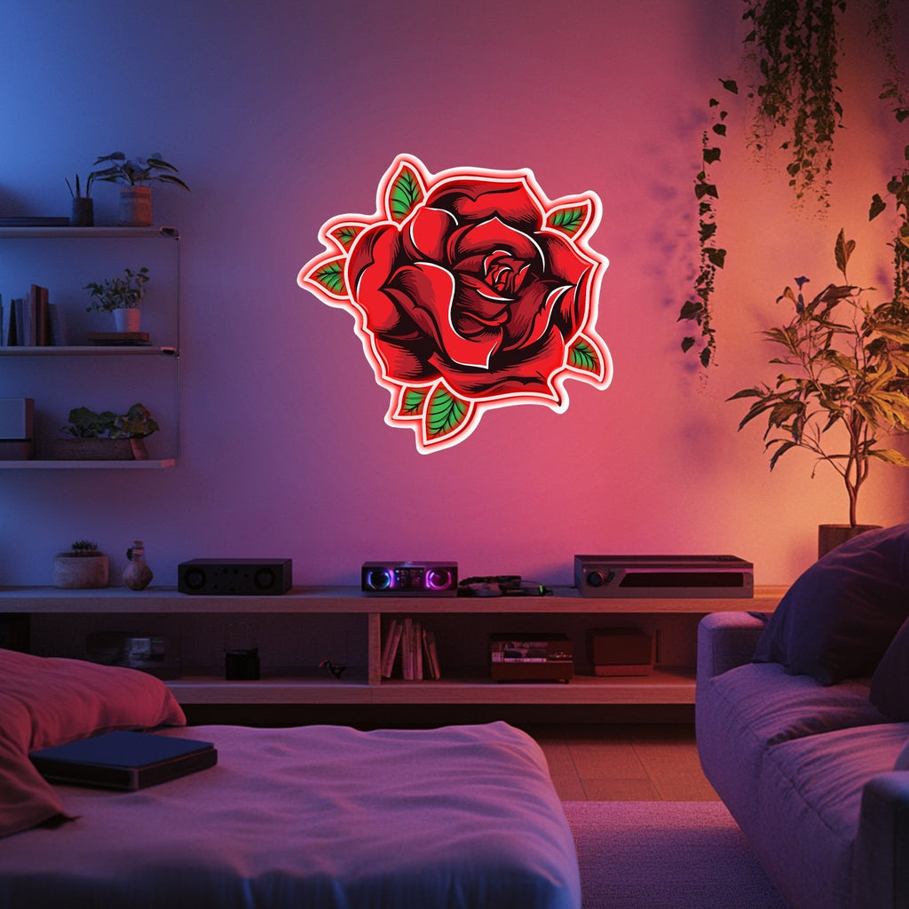 UV Printed Rose Neon Wall Art- LV0015 Liviqon.co