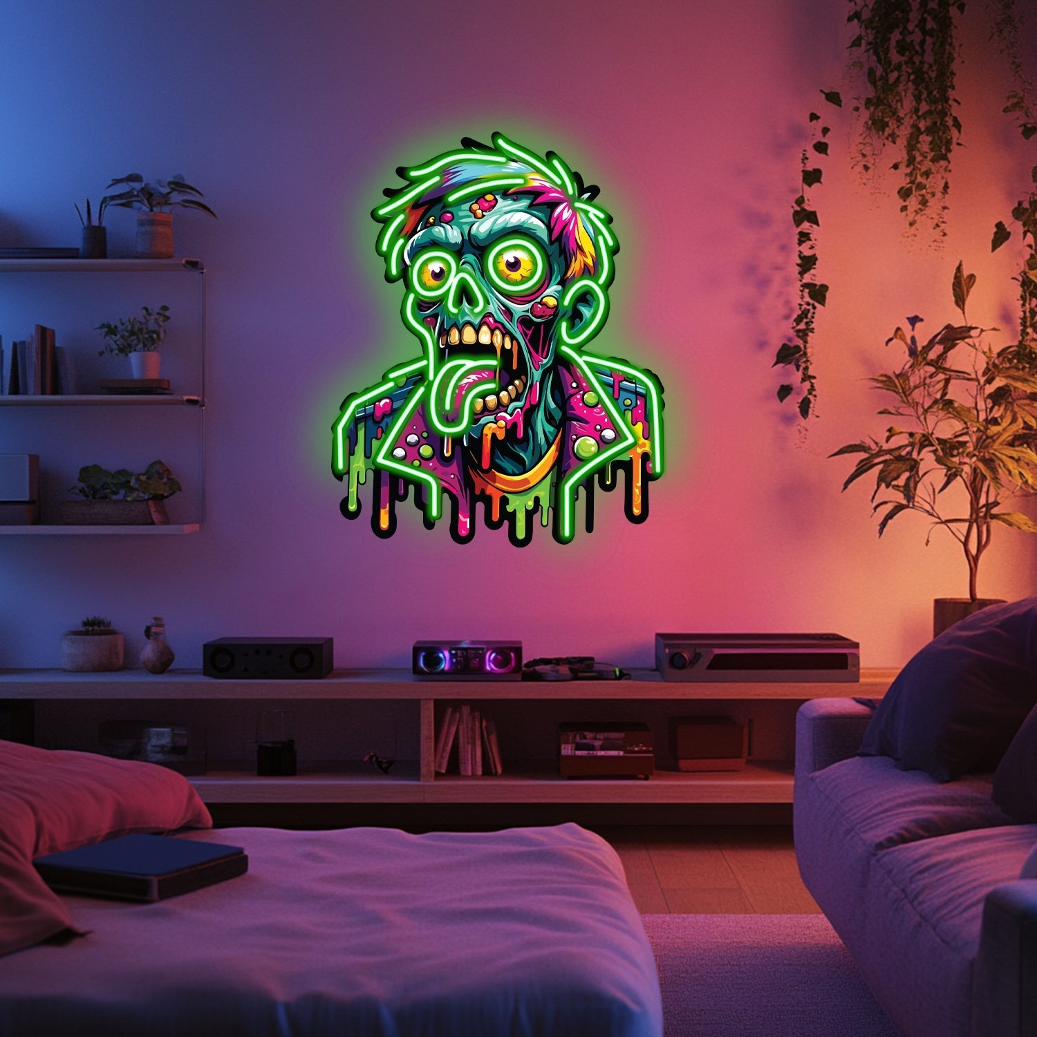 UV Printed Zombie  Neon Wall Art- LV0059 Liviqon.co