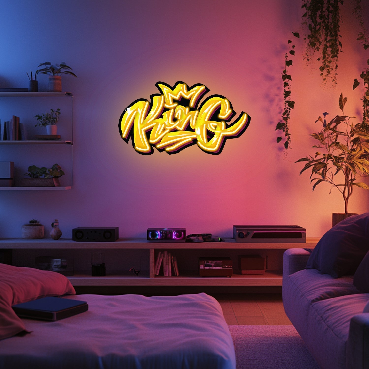 UV Printed King Neon Wall Art- LV0021 Liviqon.co