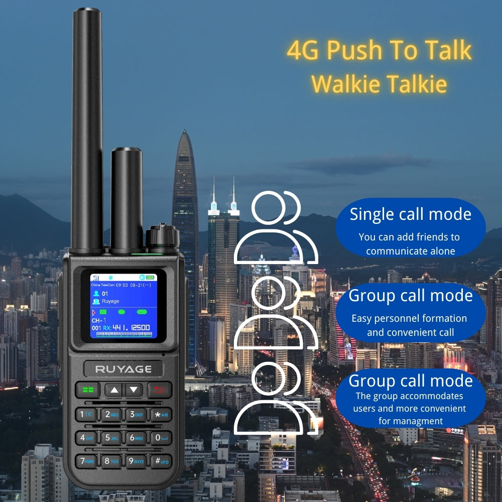 Ruyage X50 Nationwide Lifetime Free 4g+Uhf Walkie Talkies | Global Unlimited Range Dual Mode 2 Way Radios,Relay Function,3200mAh,Desktop Charger for Job Site with SIM Cards 2 Pack Ruyage Radio