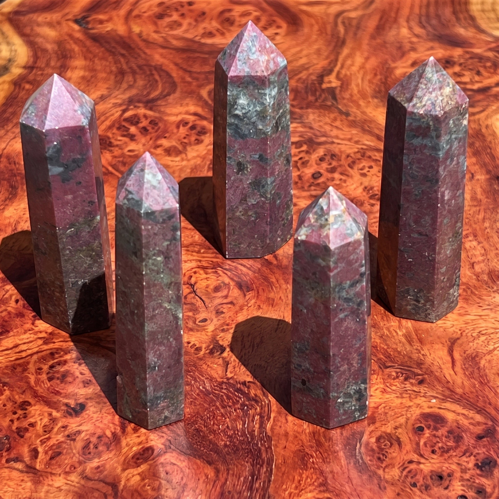 Red Ruby With Fuchsite Crystal Standing Tower Obelisk Point (UV Reactive) Carving Amazing Crystals