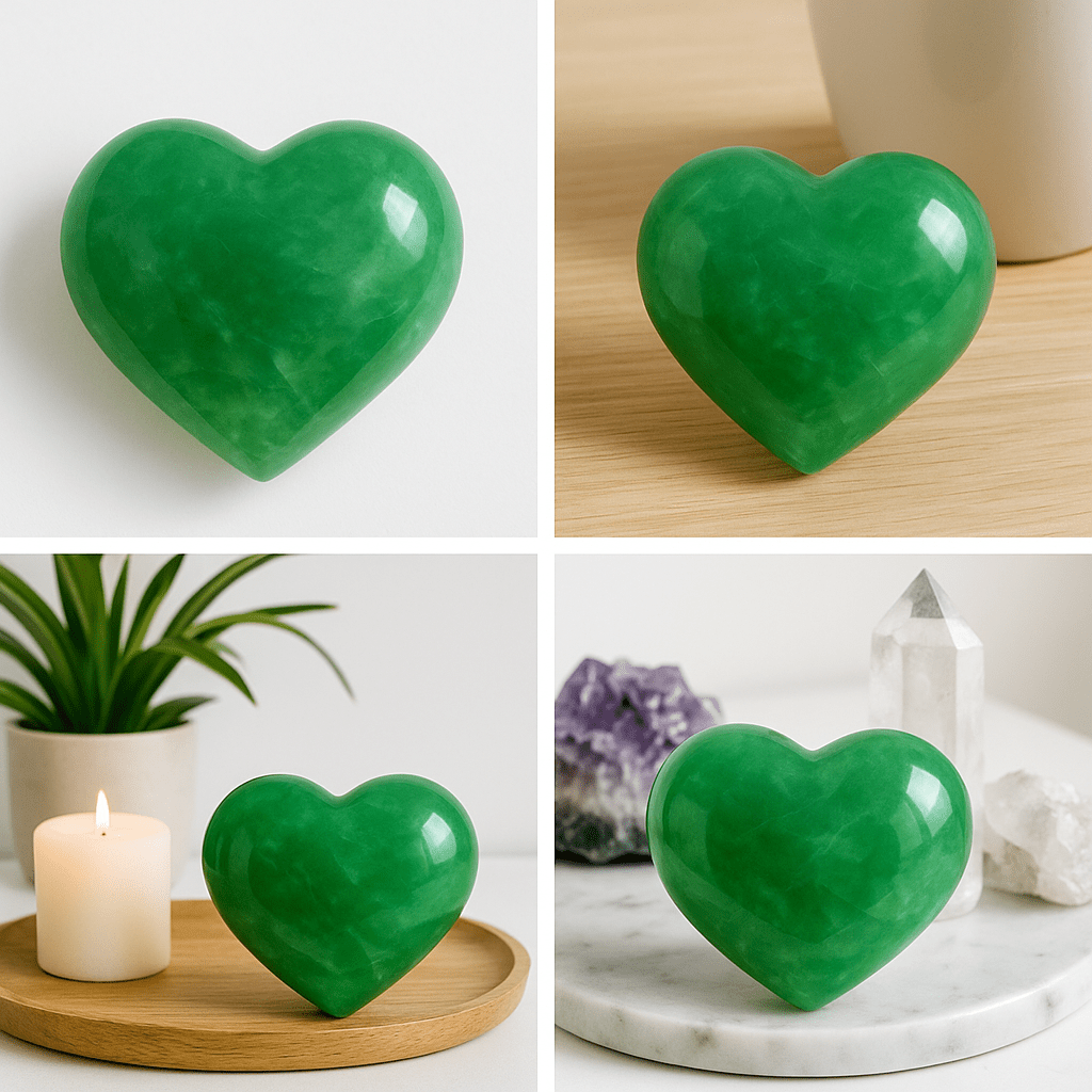 3D Green Fluorite Heart – Hand-Polished Crystal for Gift & Decor KREATEUR MIAMI