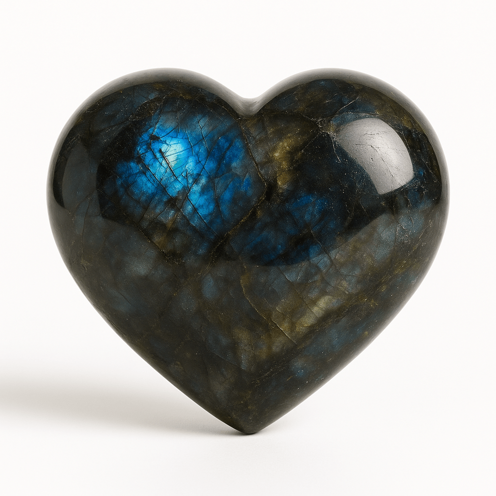 3D Labradorite Heart – Flashy Polished Crystal (Sold by Piece) KREATEUR MIAMI
