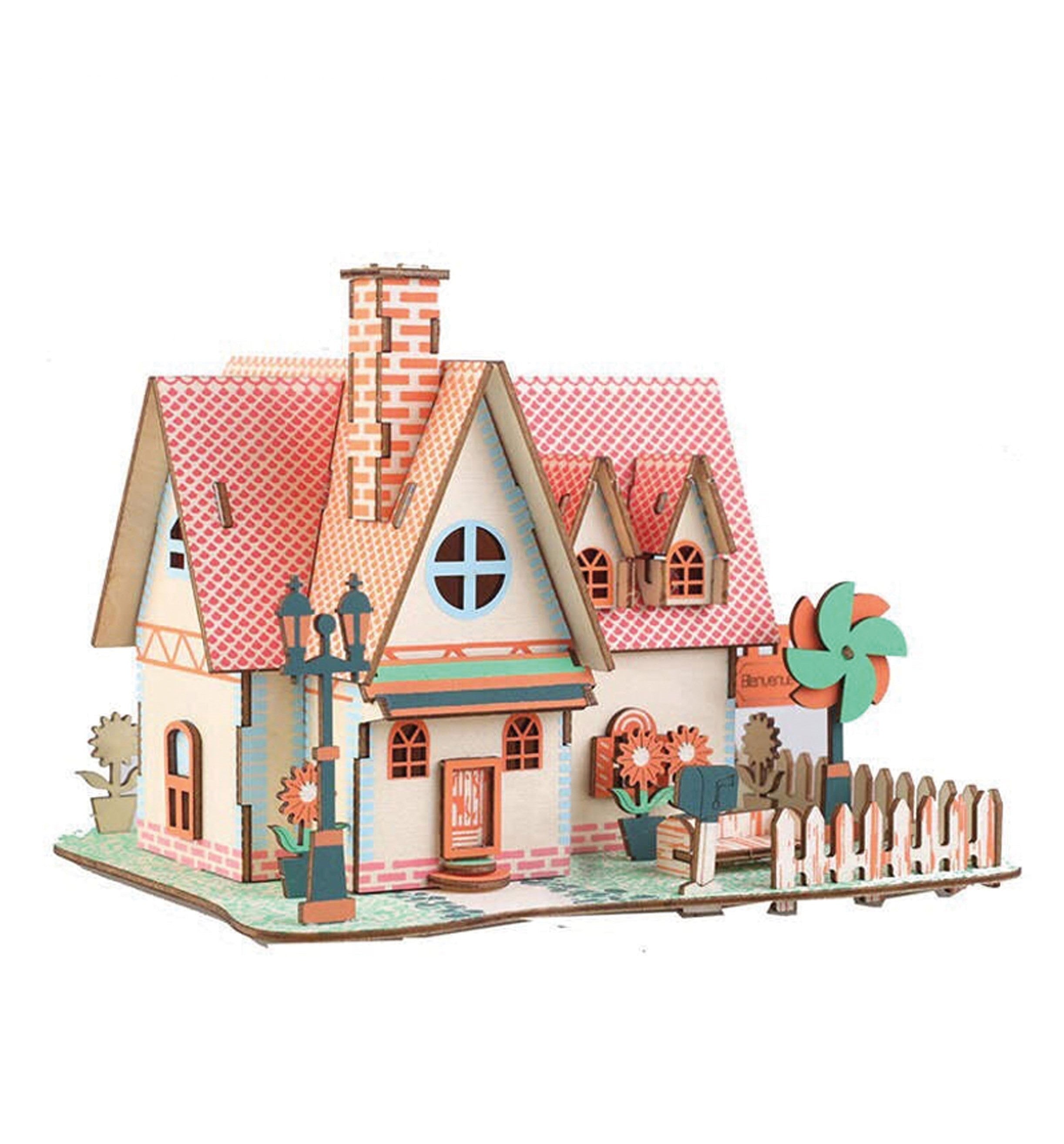 3d Pink House Puzzle Colours Crafts