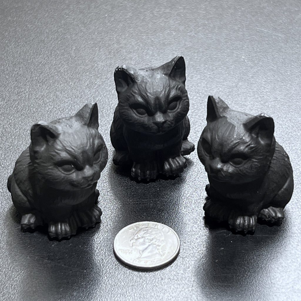 Black Obsidian Cat Kitten Carving Amazing Crystals