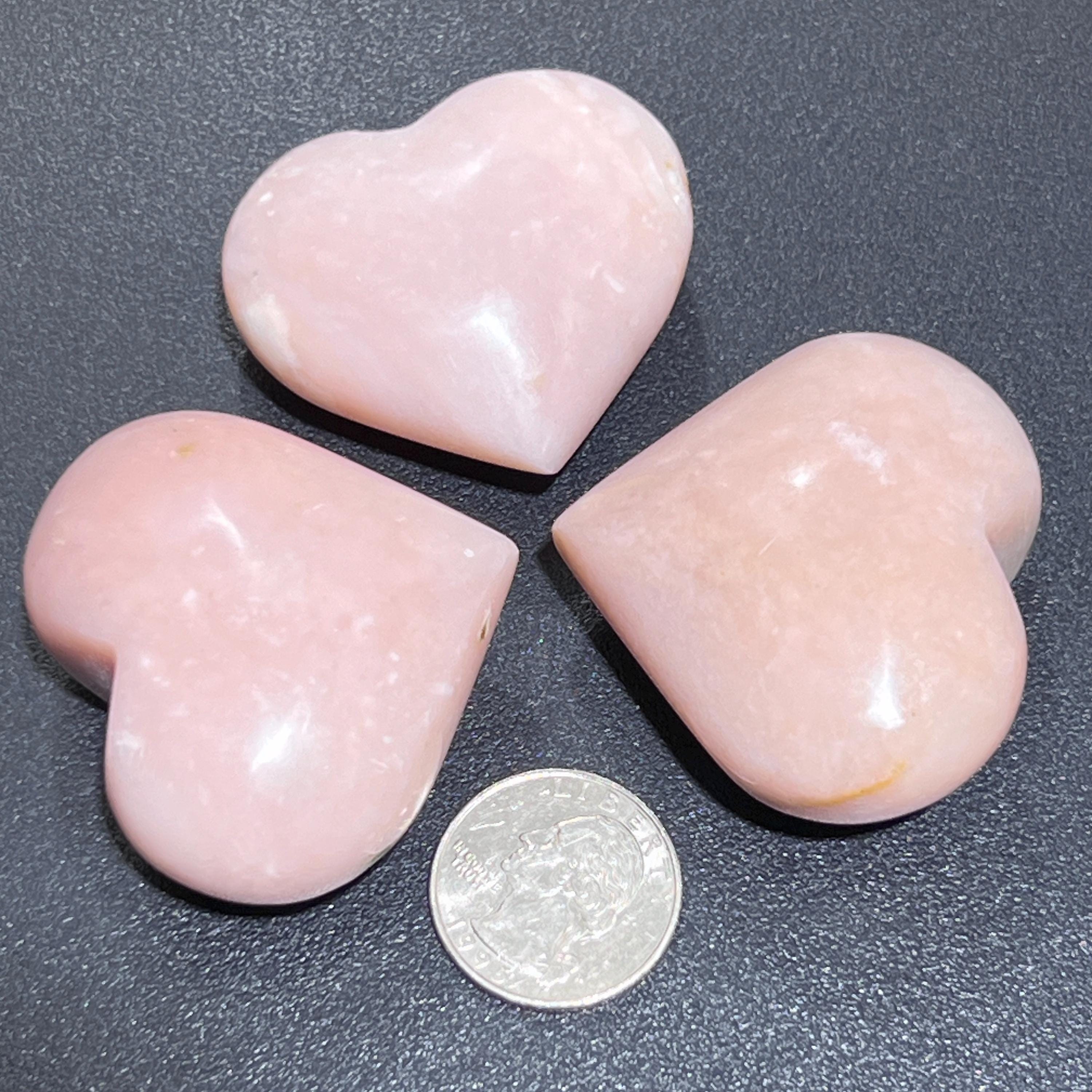Pink Opal Puffy Heart Polished Crystal Carving Gemstones Decor Amazing Crystals