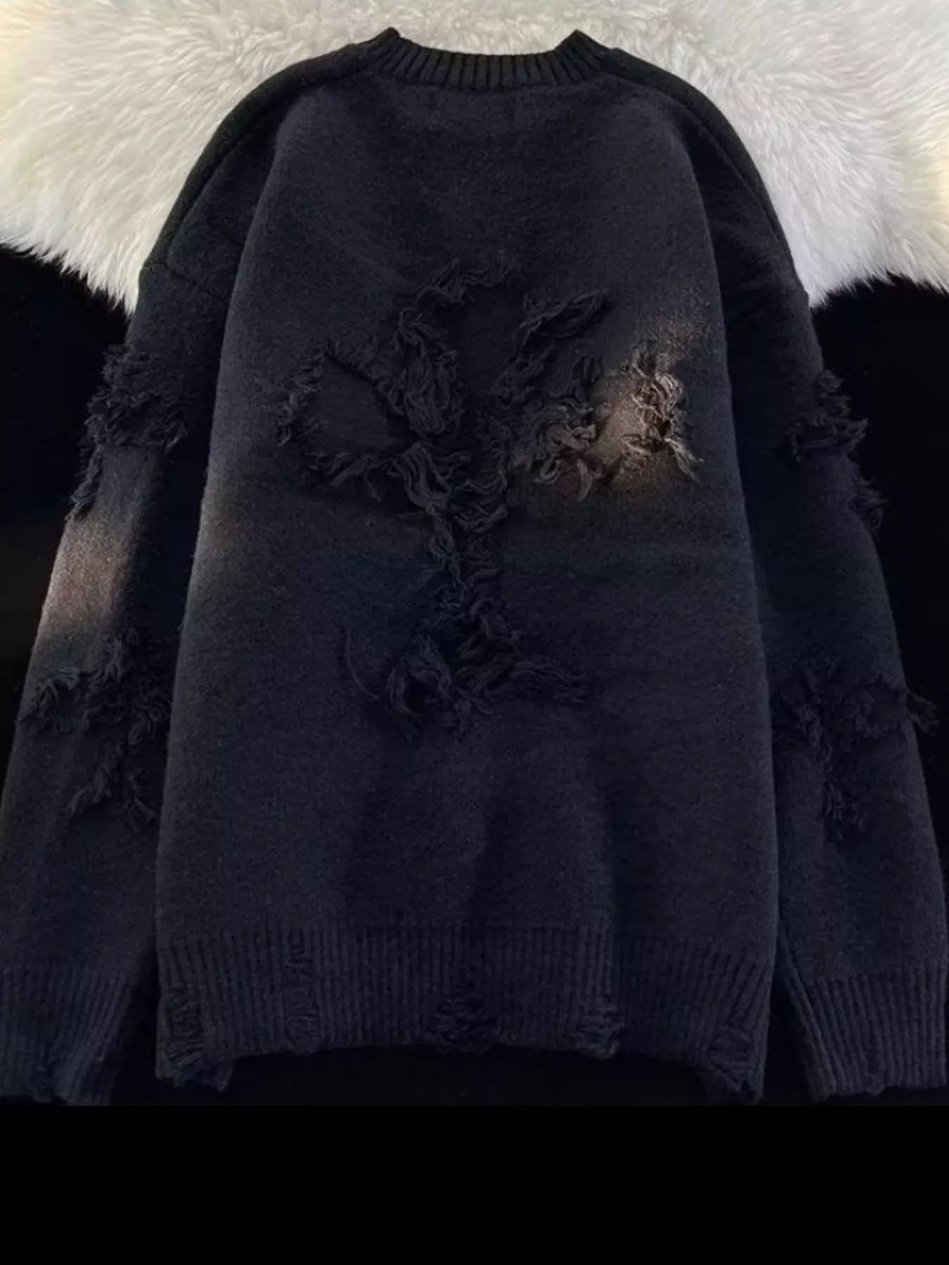 Men's Plus Size Distressed Knit Pullover Sweater NicholesGifts