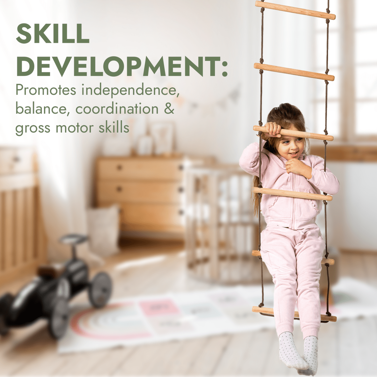 3in1 Swing & Climbing Set: Rope Ladder, Gym Rings & Disc Swing Goodevas B2B