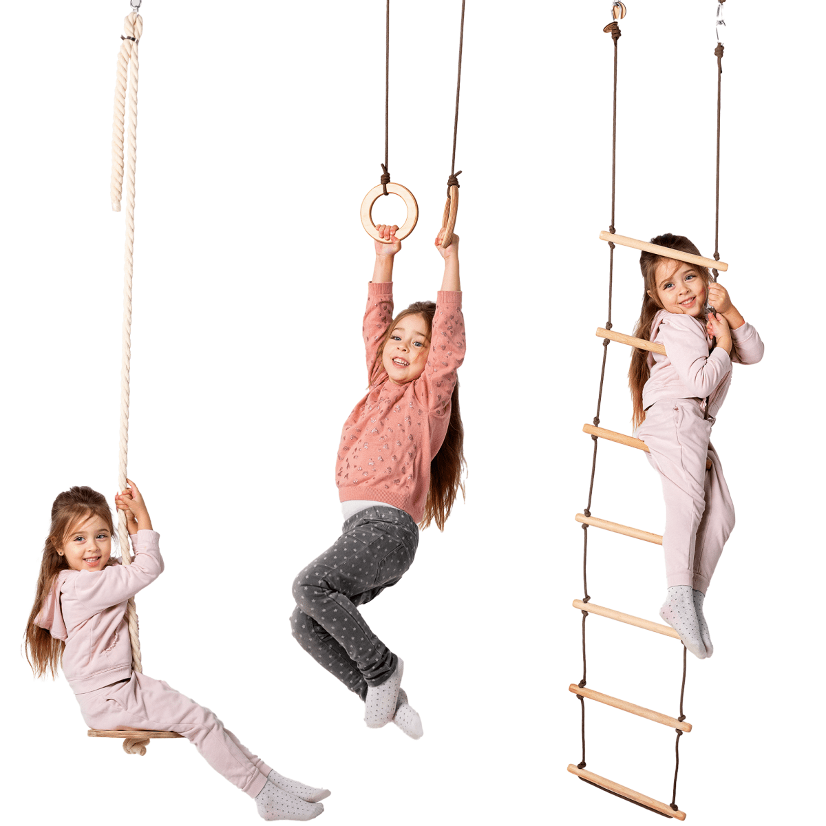 3in1 Swing & Climbing Set: Rope Ladder, Gym Rings & Disc Swing Goodevas B2B
