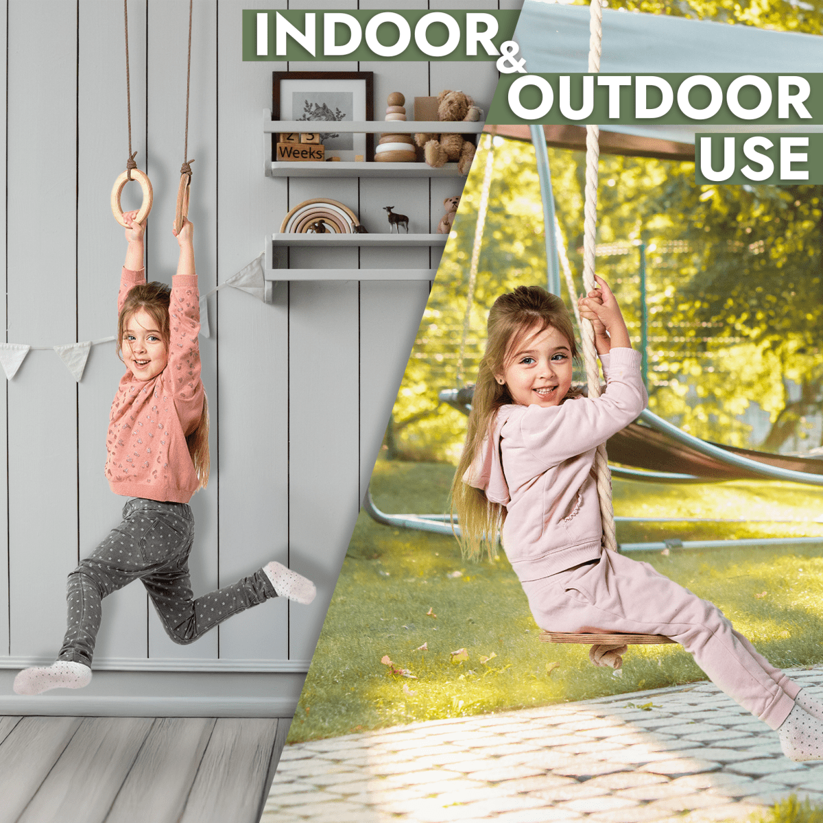 3in1 Swing & Climbing Set: Rope Ladder, Gym Rings & Disc Swing Goodevas B2B