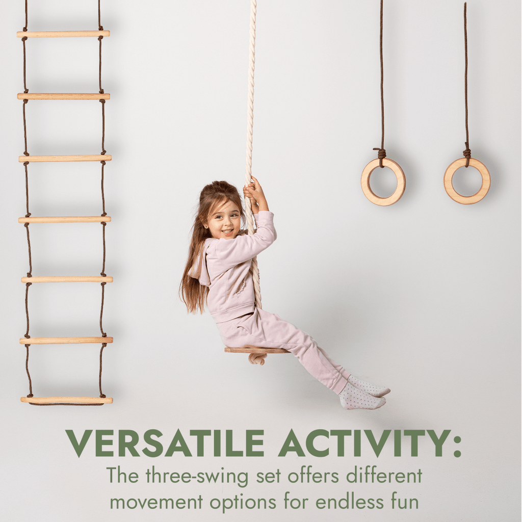 3in1 Swing & Climbing Set: Rope Ladder, Gym Rings & Disc Swing Goodevas B2B