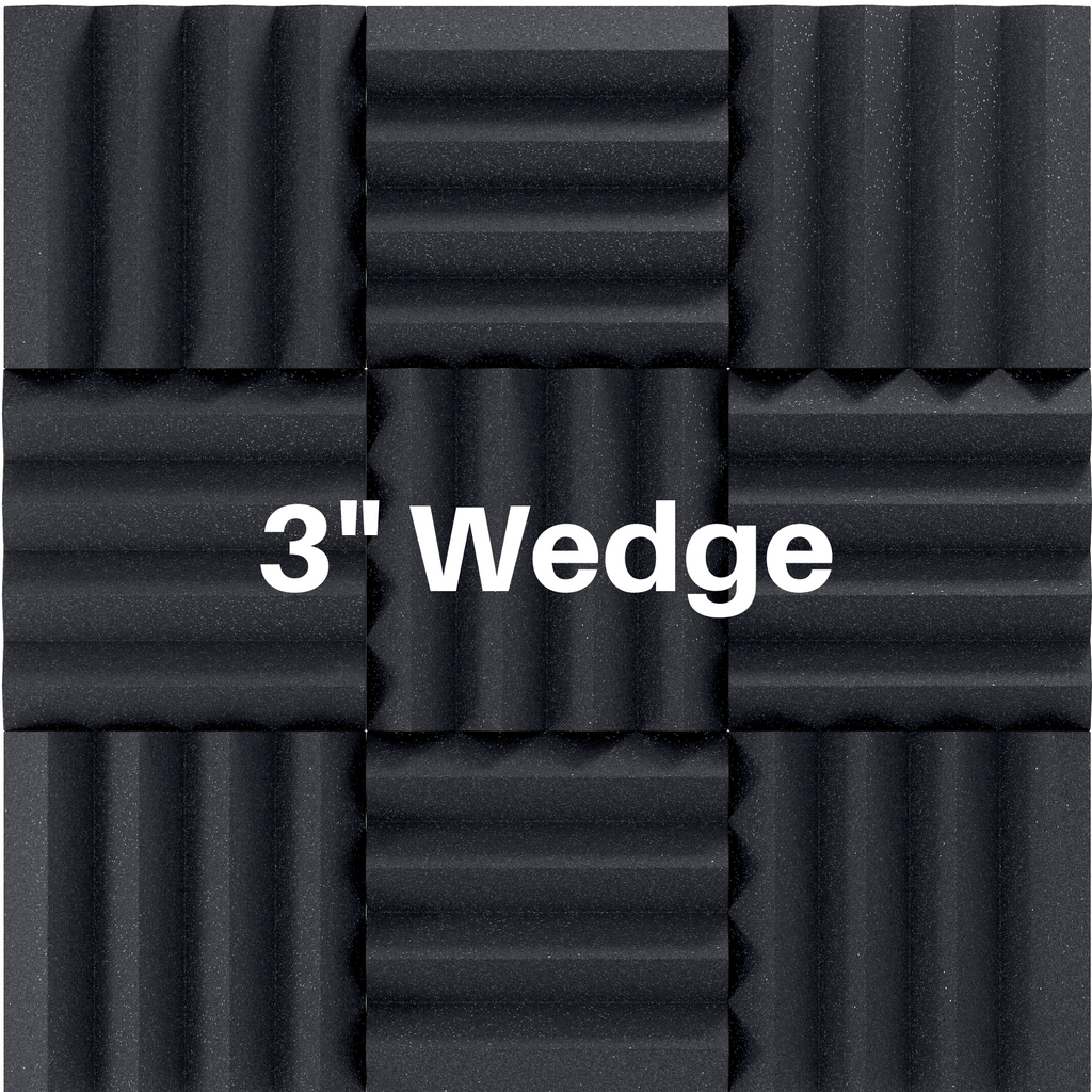 3 Inch Acoustic Foam Wedge Style Panels - 13 Color Options SoundAssured
