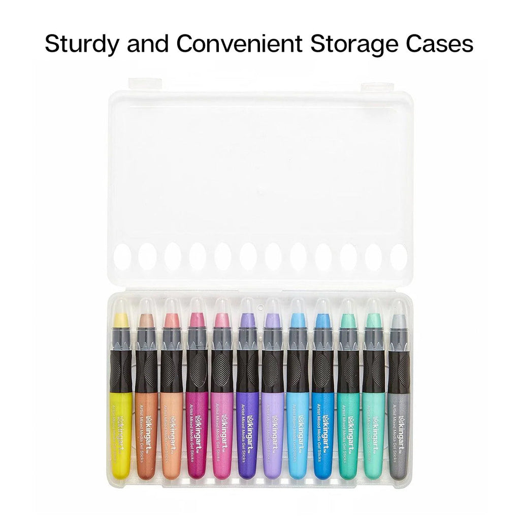 Gel Stick Crayons 12 Metallic Colors KINGART