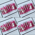 Pink acrylic press on nails with champagne HOL stores
