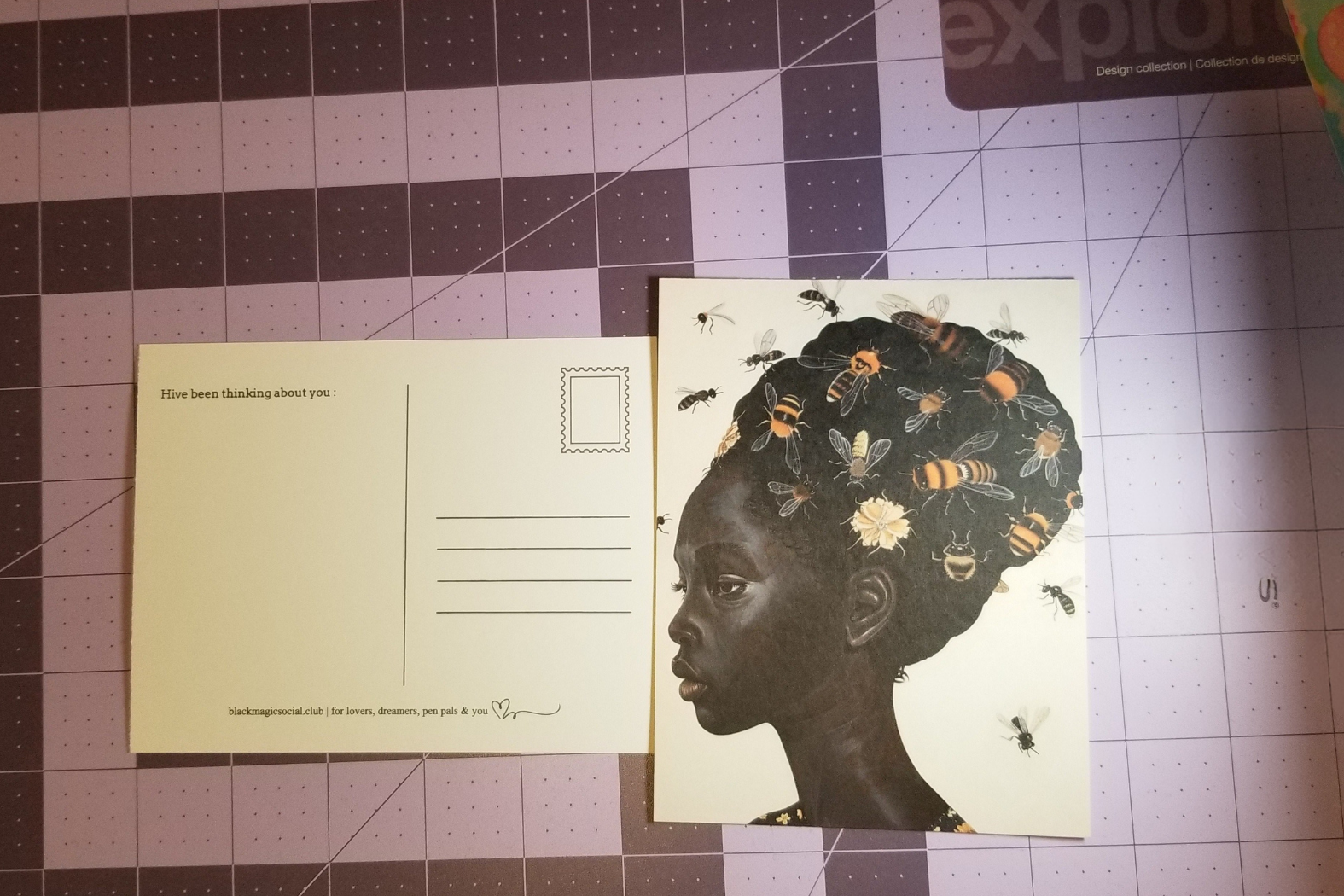 "Hive Mind" – Bee and Bloom Postcard | Botanical Art Print Black Magic Social Club