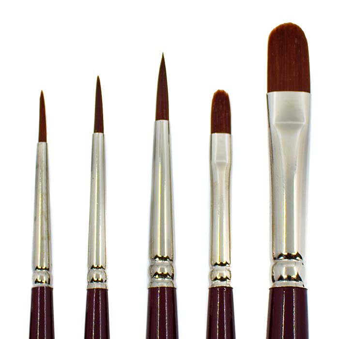 Trekell Crimson Taklon Long Handle Top Sellers Brush Set Trekell Art Supplies