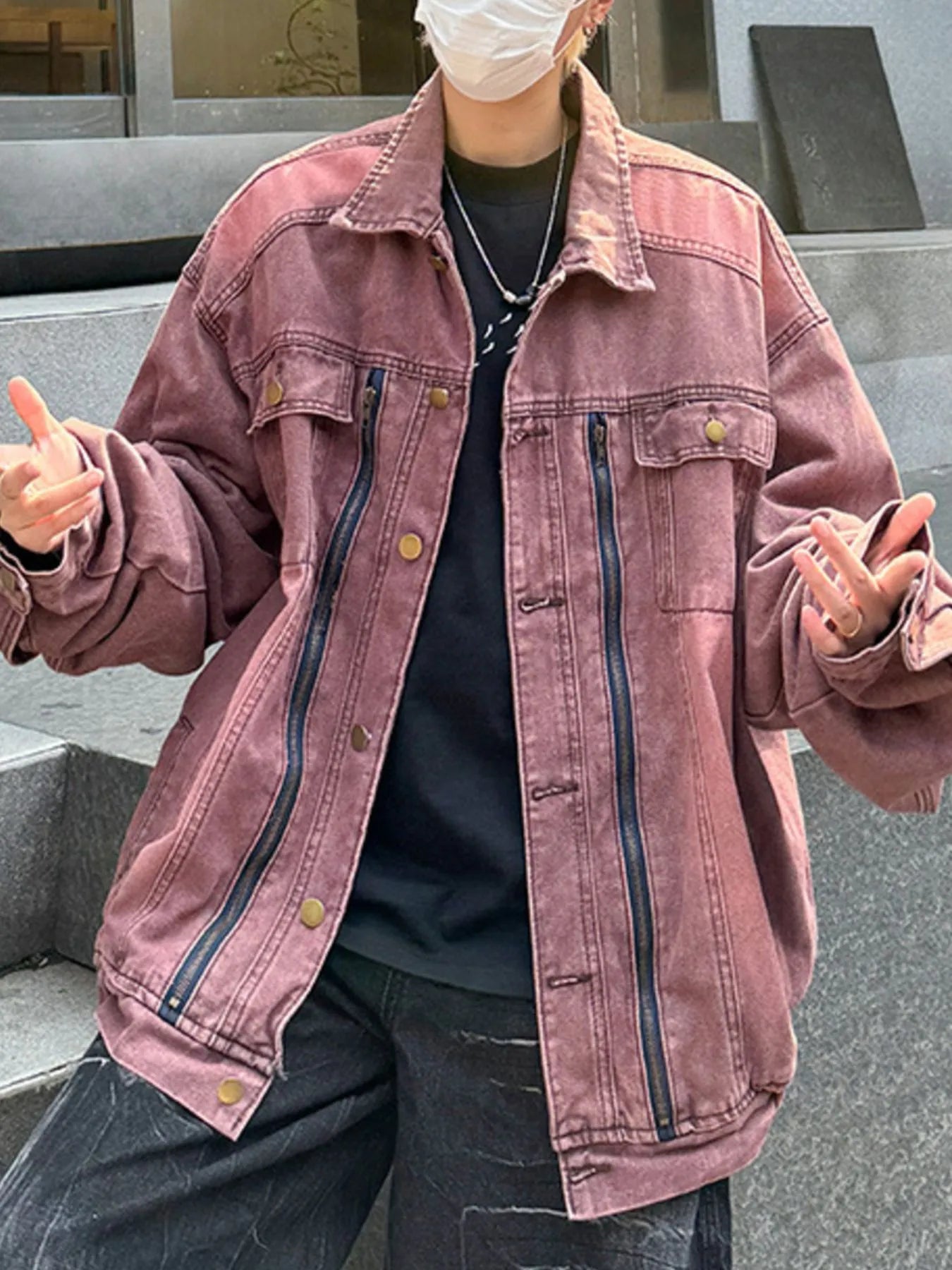 Men's Plus Size Button Up Long Sleeve Denim Jacket NicholesGifts