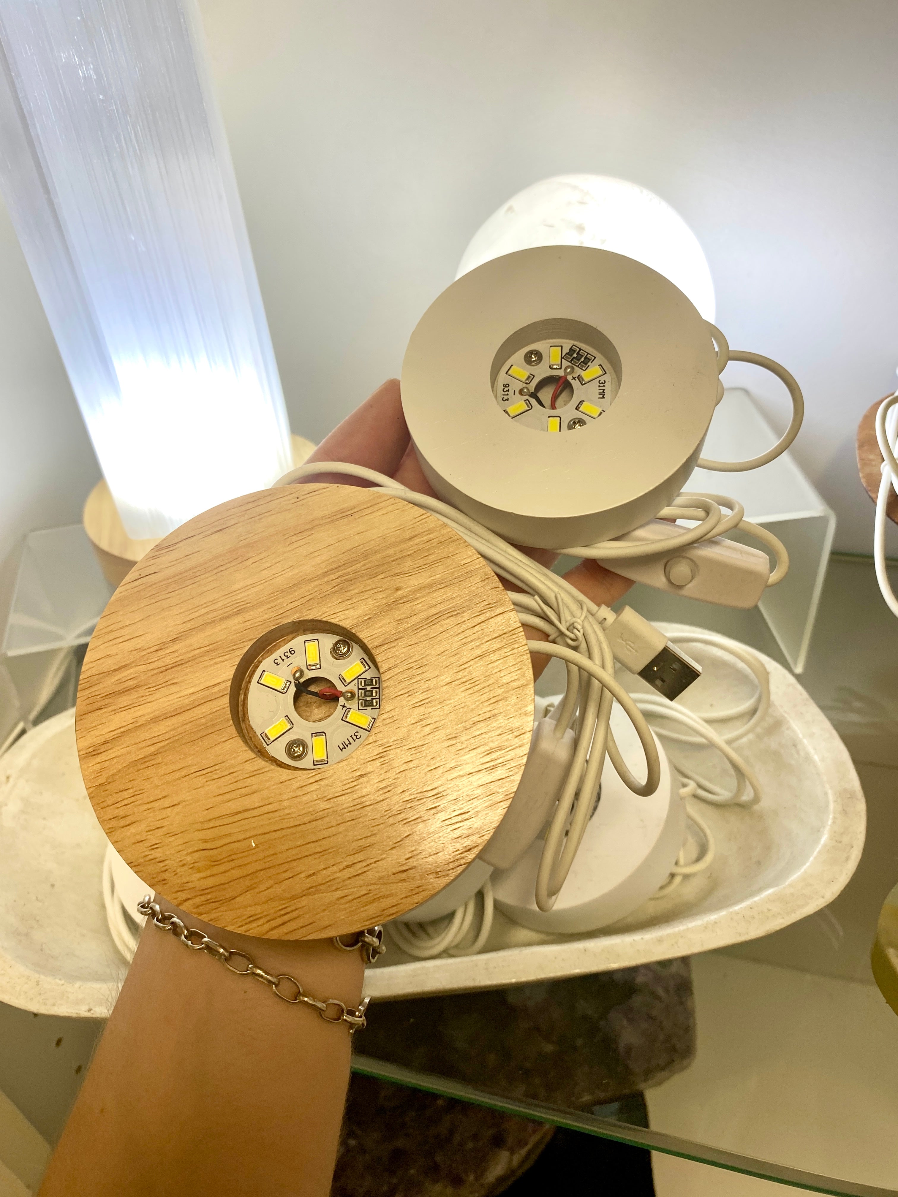 Wood Light Base | LED Stand for Crystal Sphere Curious Muse Crystals