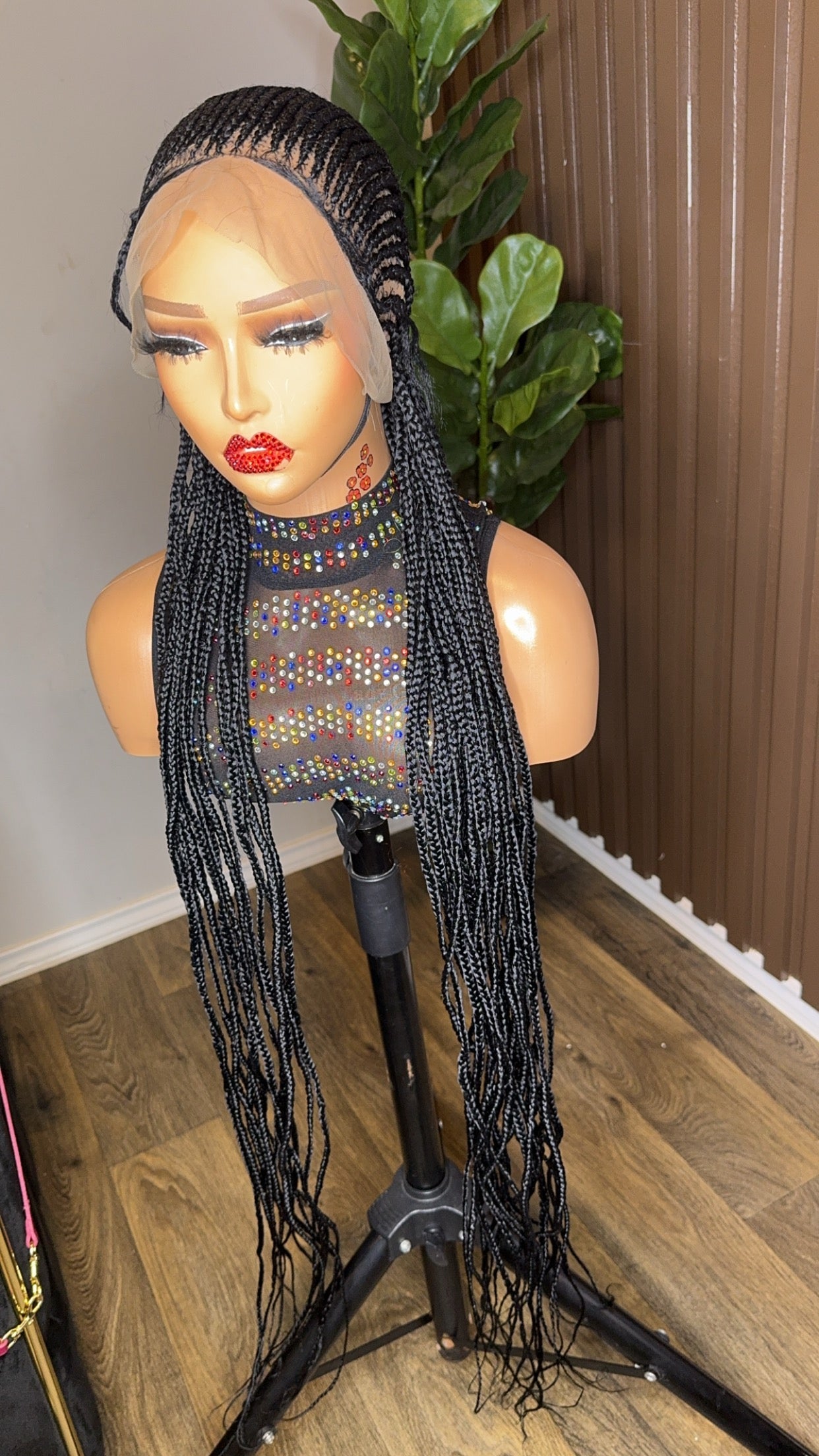 Black cornrow braided wig HOL stores