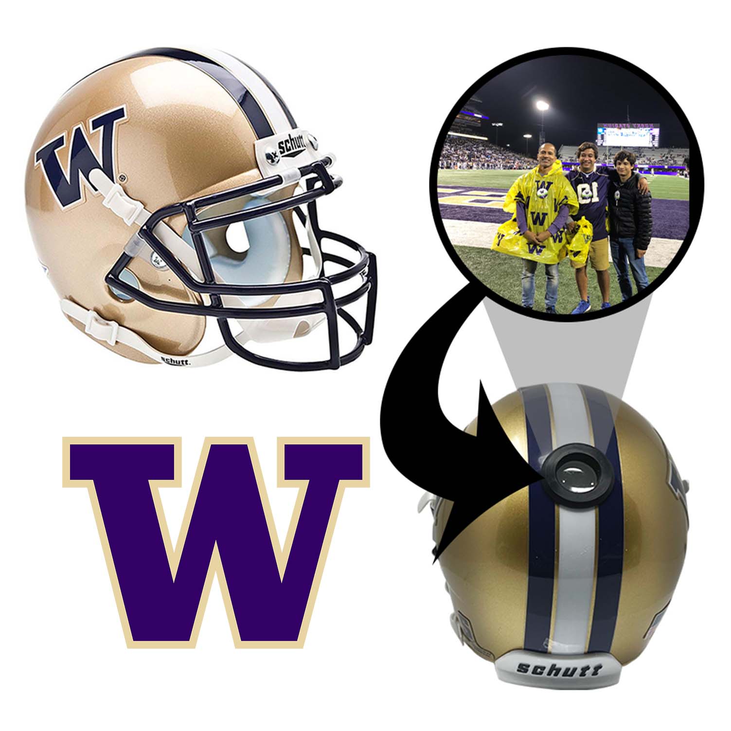 Washington Huskies College Football Collectible Mini Helmet - Picture Inside - FANZ Collectibles Fanz Collectibles