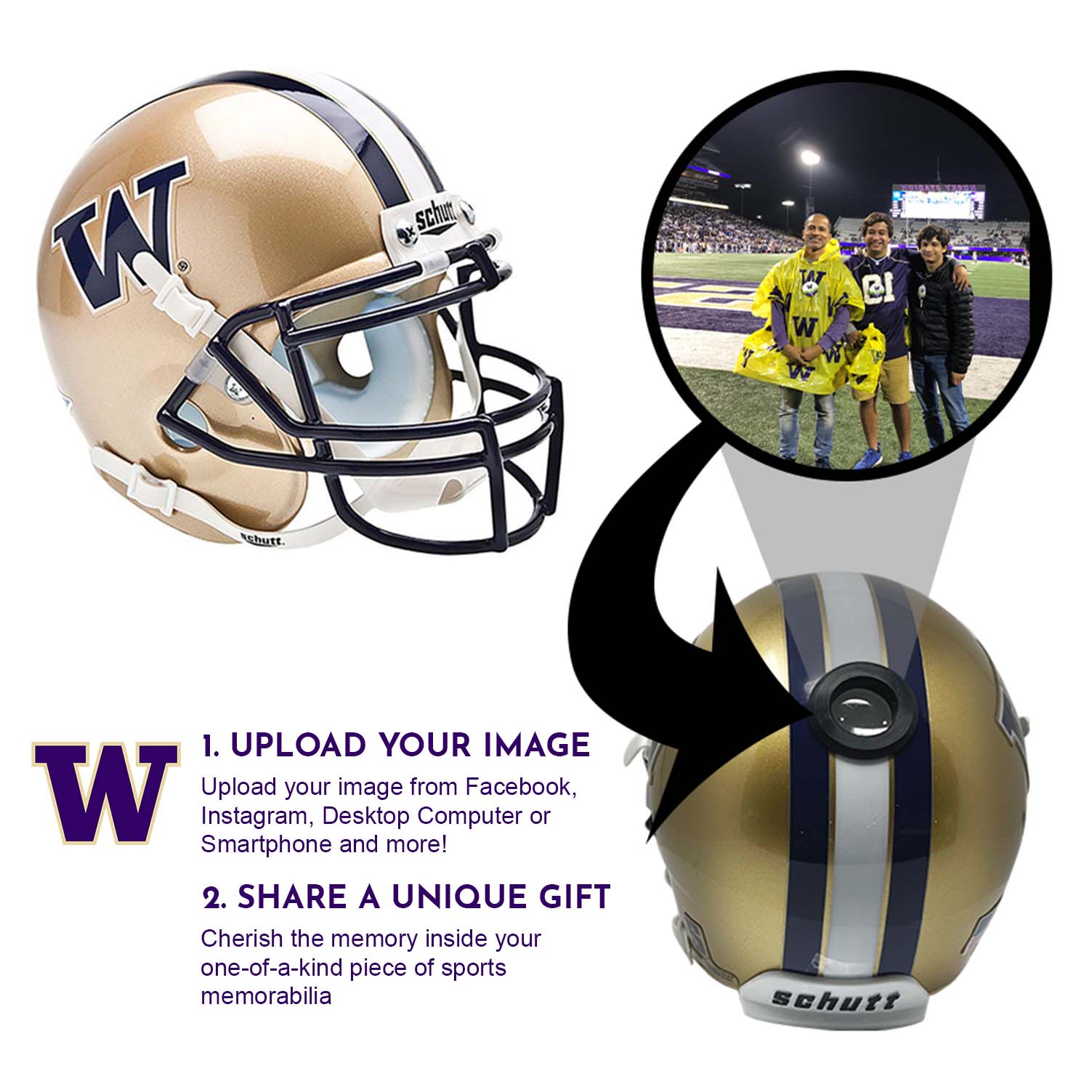 Washington Huskies College Football Collectible Mini Helmet - Picture Inside - FANZ Collectibles Fanz Collectibles