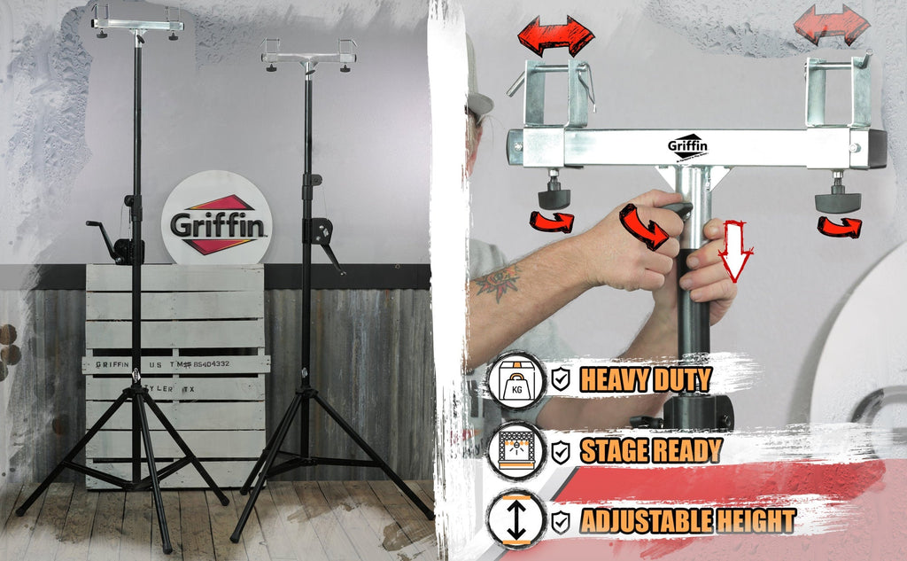 Light Trussing Stands by GRIFFIN - T Adapter DJ Booth Kit & Truss System for Lighting Cans & Speakers - Pro-Audio Stage Platform Hardware Mounting Kit GeekStands.com