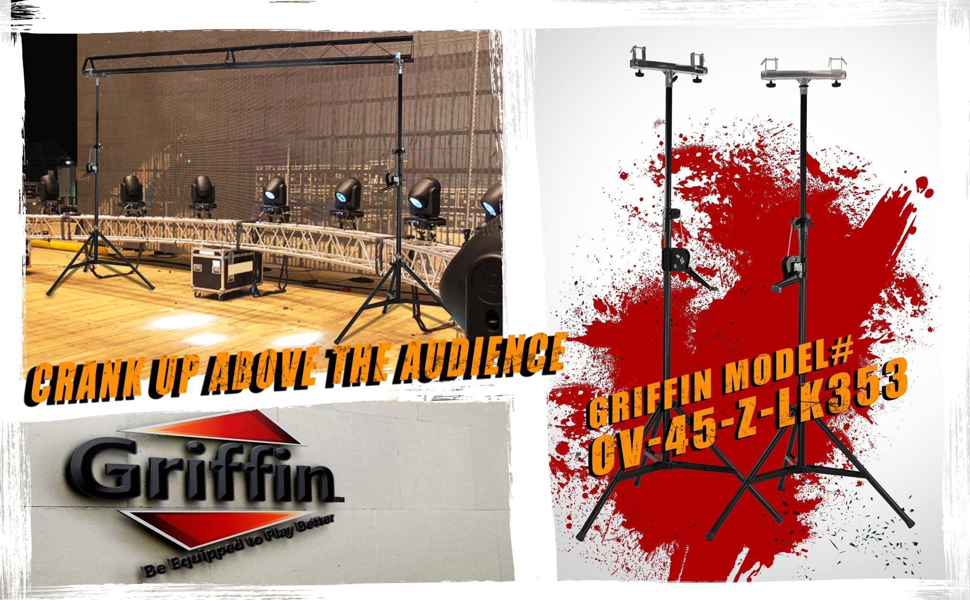 Light Trussing Stands by GRIFFIN - T Adapter DJ Booth Kit & Truss System for Lighting Cans & Speakers - Pro-Audio Stage Platform Hardware Mounting Kit GeekStands.com
