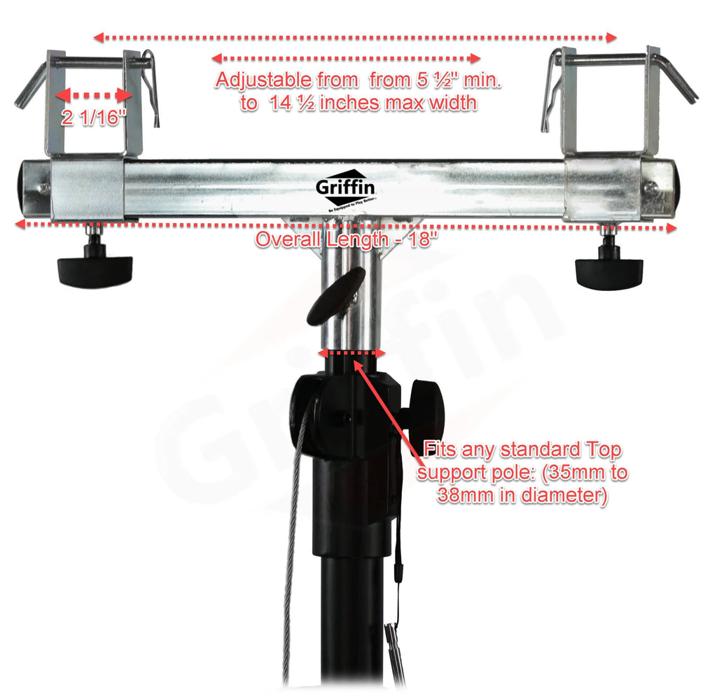 Light Trussing Stands by GRIFFIN | T Adapter DJ Booth Kit & Truss System for Lighting Cans & Speakers | Pro-Audio Stage Platform Hardware Mounting Package | PA Equipment Gear Holder | Live Music Gigs GeekStands.com