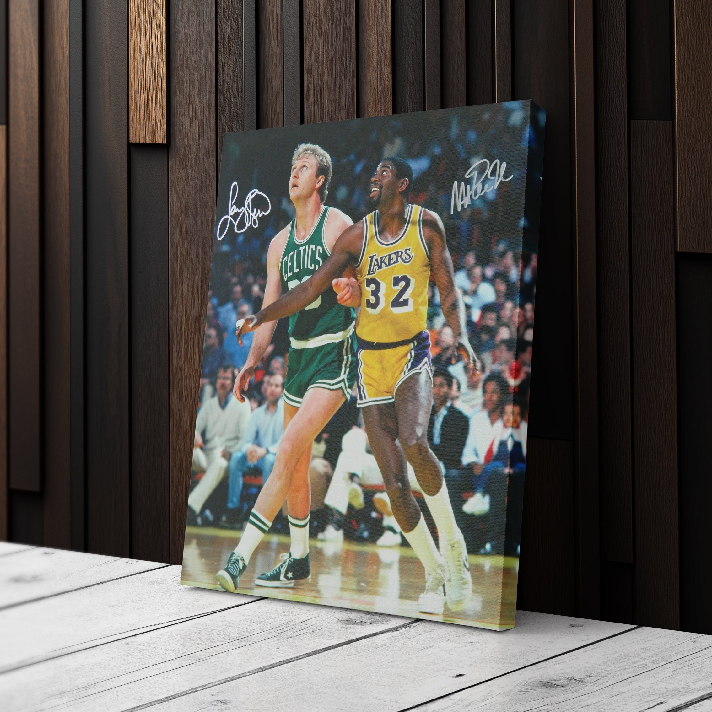 Larry Bird & Magic Johnson Canvas – Lakers vs Celtics Wall Art Print CanvasBlackArt