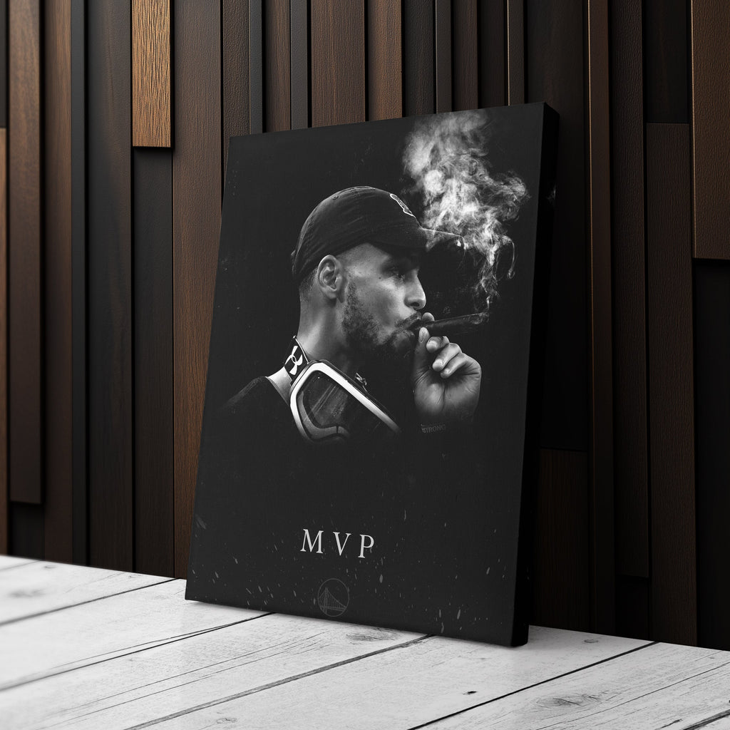 Stephen Curry Cigar Canvas – NBA Champion Wall Art CanvasBlackArt