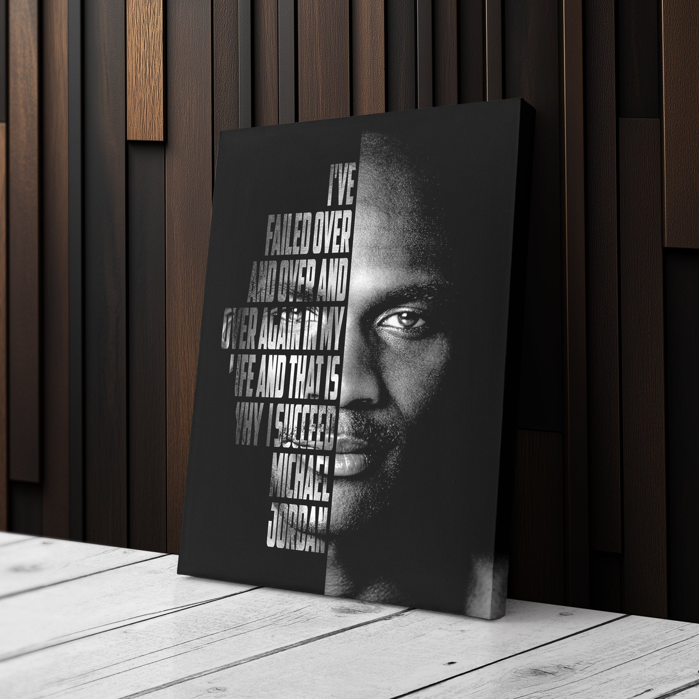 Michael Jordan Face Canvas Art - Motivational NBA Poster Wall Decor CanvasBlackArt