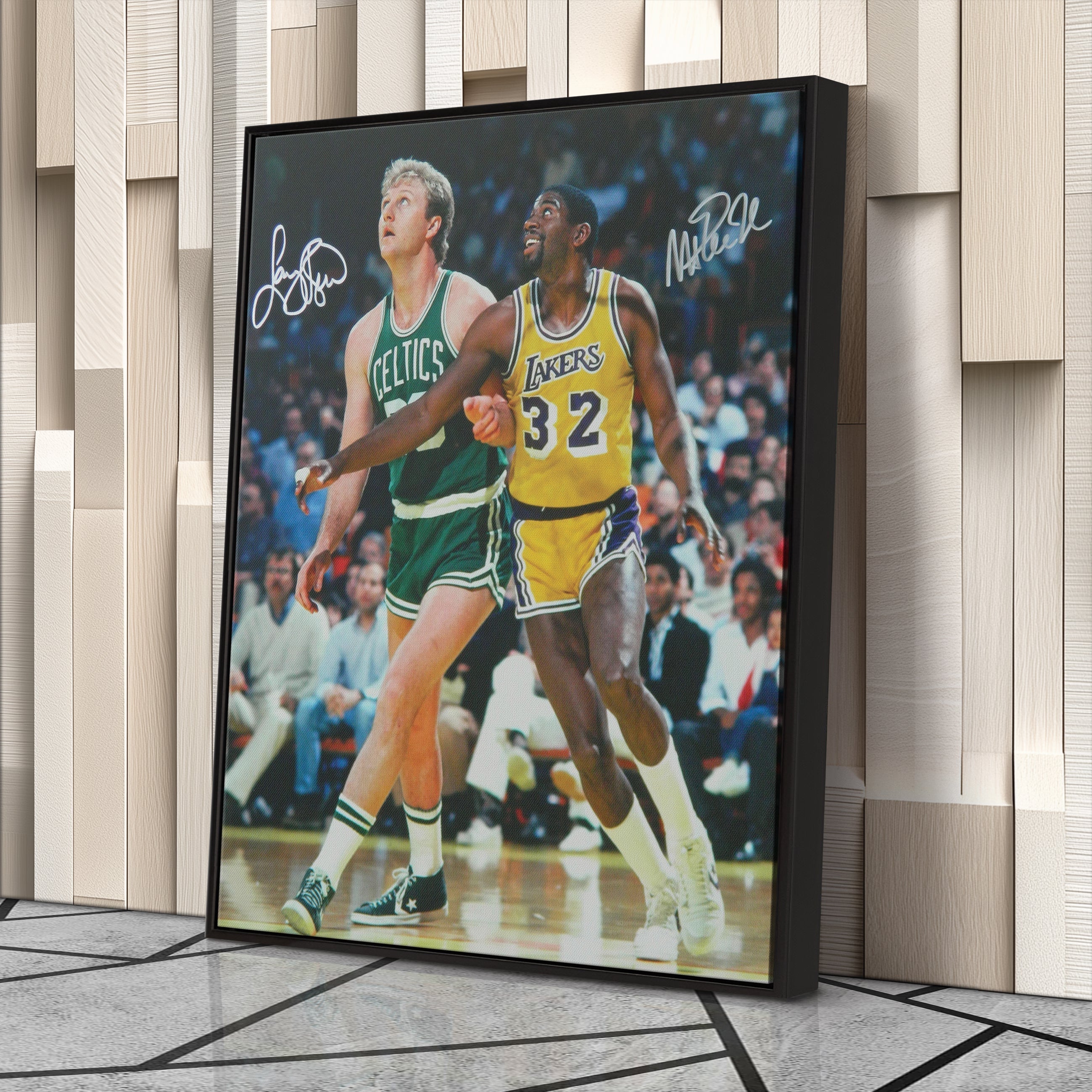 Larry Bird & Magic Johnson Canvas – Lakers vs Celtics Wall Art Print CanvasBlackArt