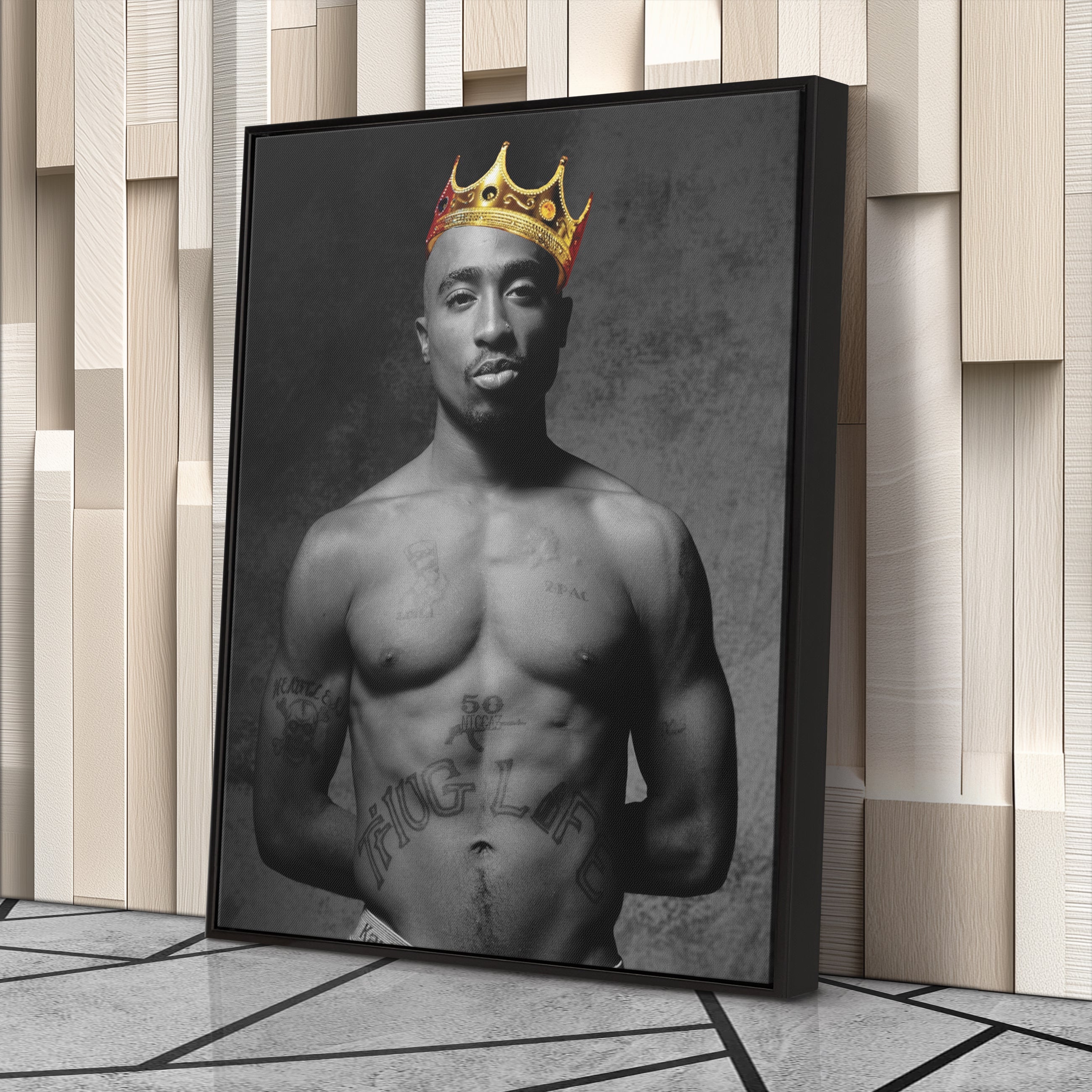 Tupac Illustration Canvas – Rap Legend Wall Art Decor CanvasBlackArt