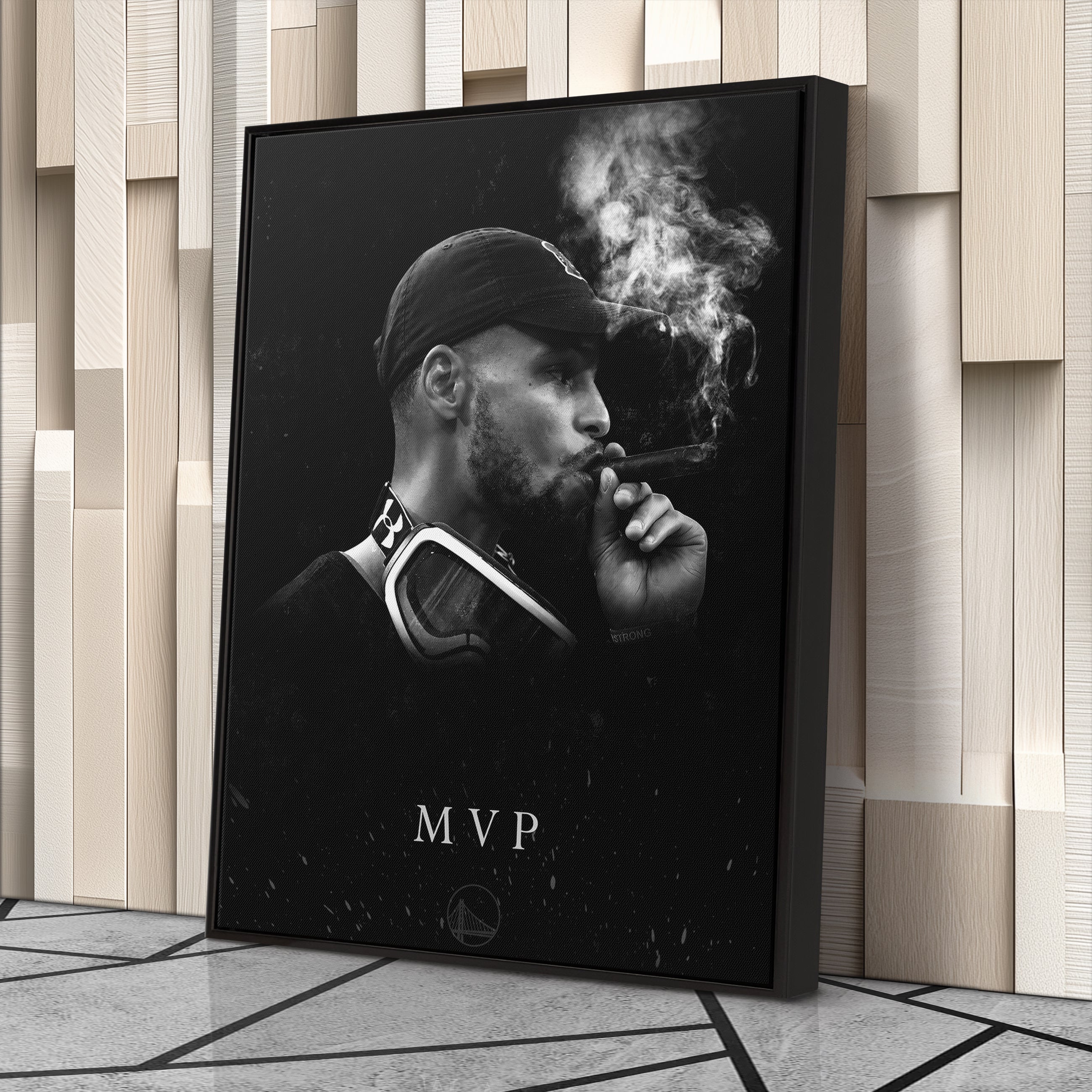 Stephen Curry Cigar Canvas – NBA Champion Wall Art CanvasBlackArt