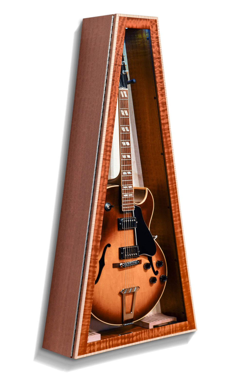 ClimaCase Triangle Humidor - Sapelle with Natural Flamed Maple Back Acoustic Remedy Cases