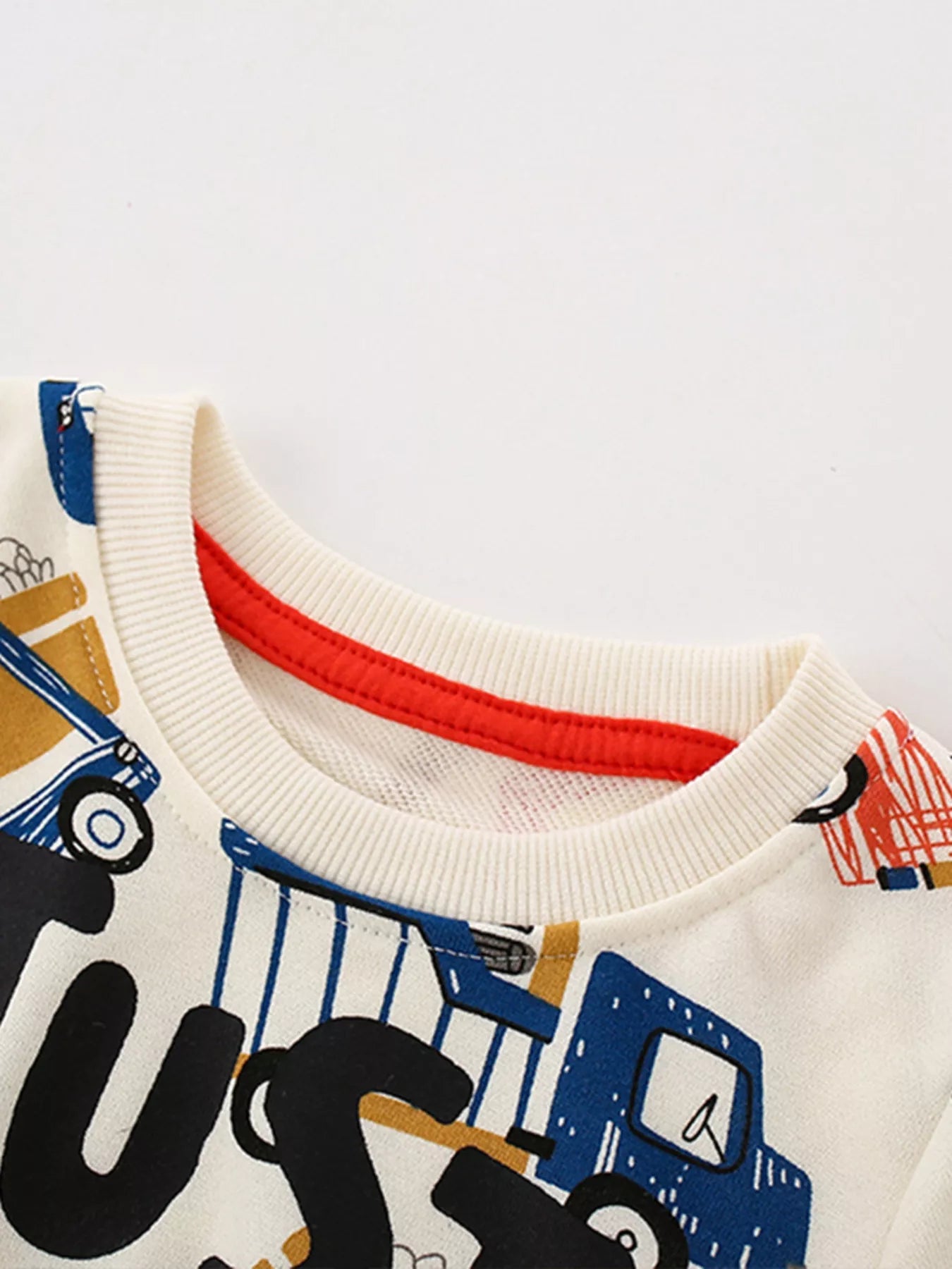 Boys Cartoon Vehicle Print Crew Neck Sweatshirt NicholesGifts