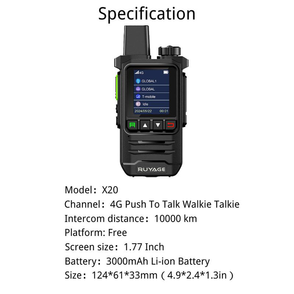 Ruyage X20 Nationwide Lte Two Way Radios Lifetime Free Unlimited Range Rechargeable Global 4g Poc,Portable Walkie Talkies Long Range for Adults Family Road Trip Truck Fleet 2 Pack Ruyage Radio