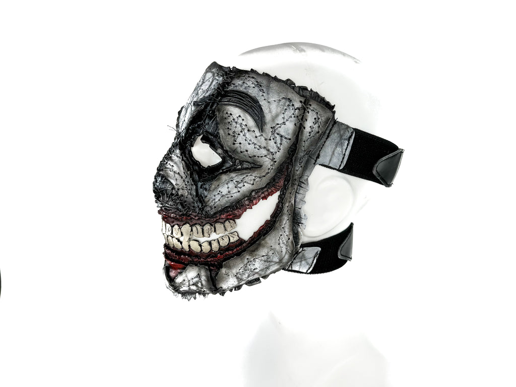 Genuine Leather Mask - GigaMyme Clown - Handmade Mime Full Face Cover for Halloween, Performance or Cosplay Costume Rockwell Masks