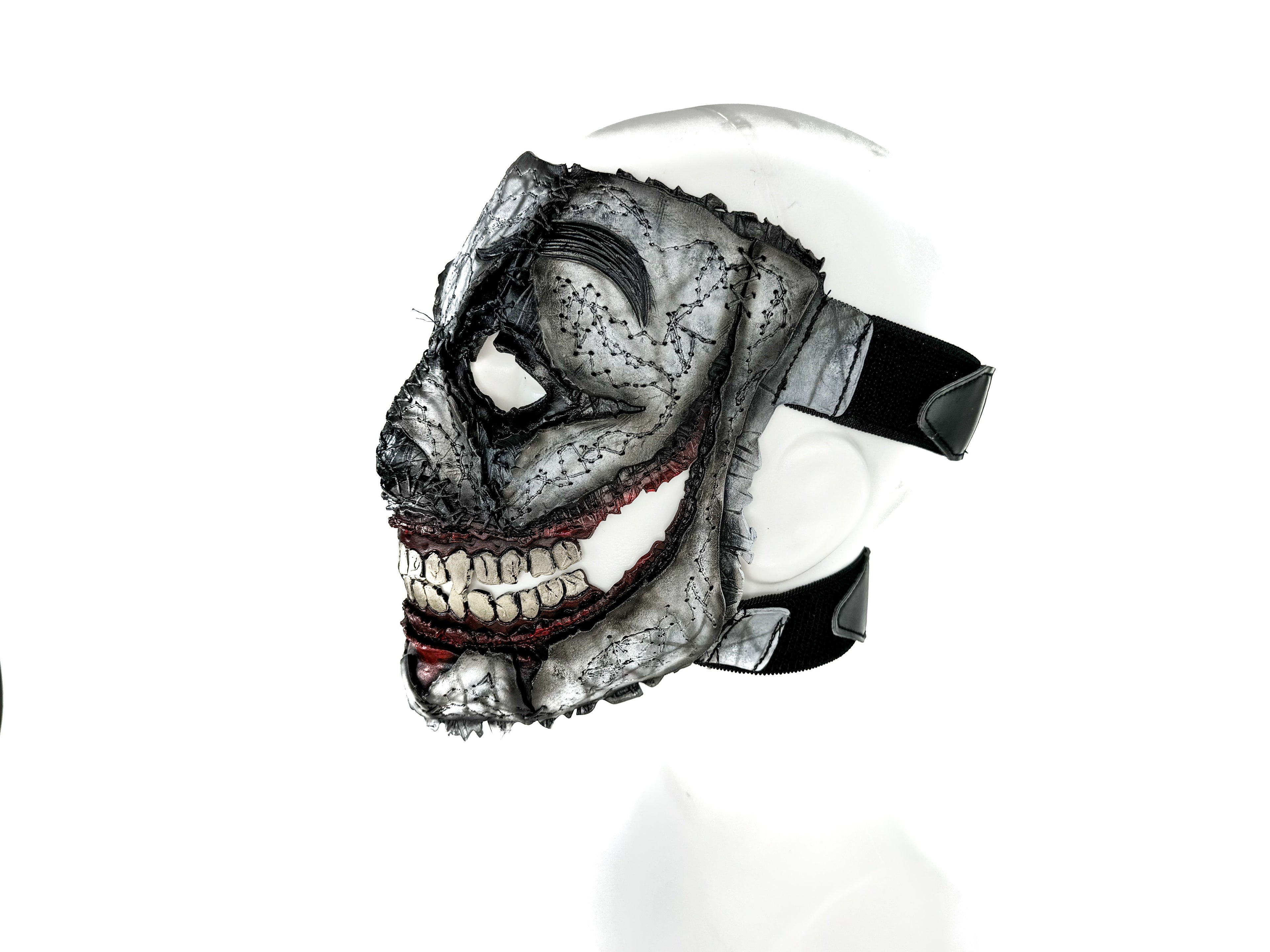 Genuine Leather Mask - GigaMyme Clown - Handmade Mime Full Face Cover for Halloween, Performance or Cosplay Costume Rockwell Masks