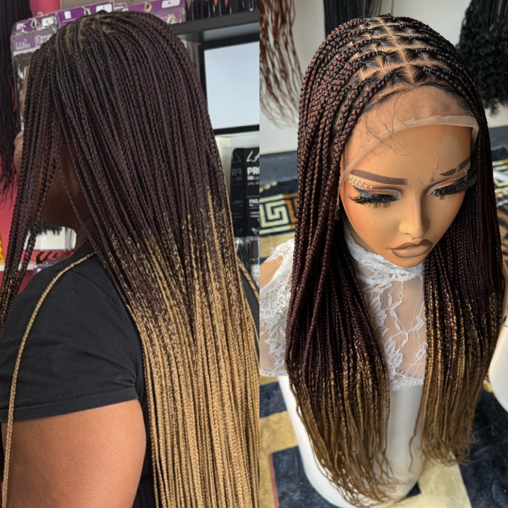 Black with brown tips 20inches knotless braids HOL stores