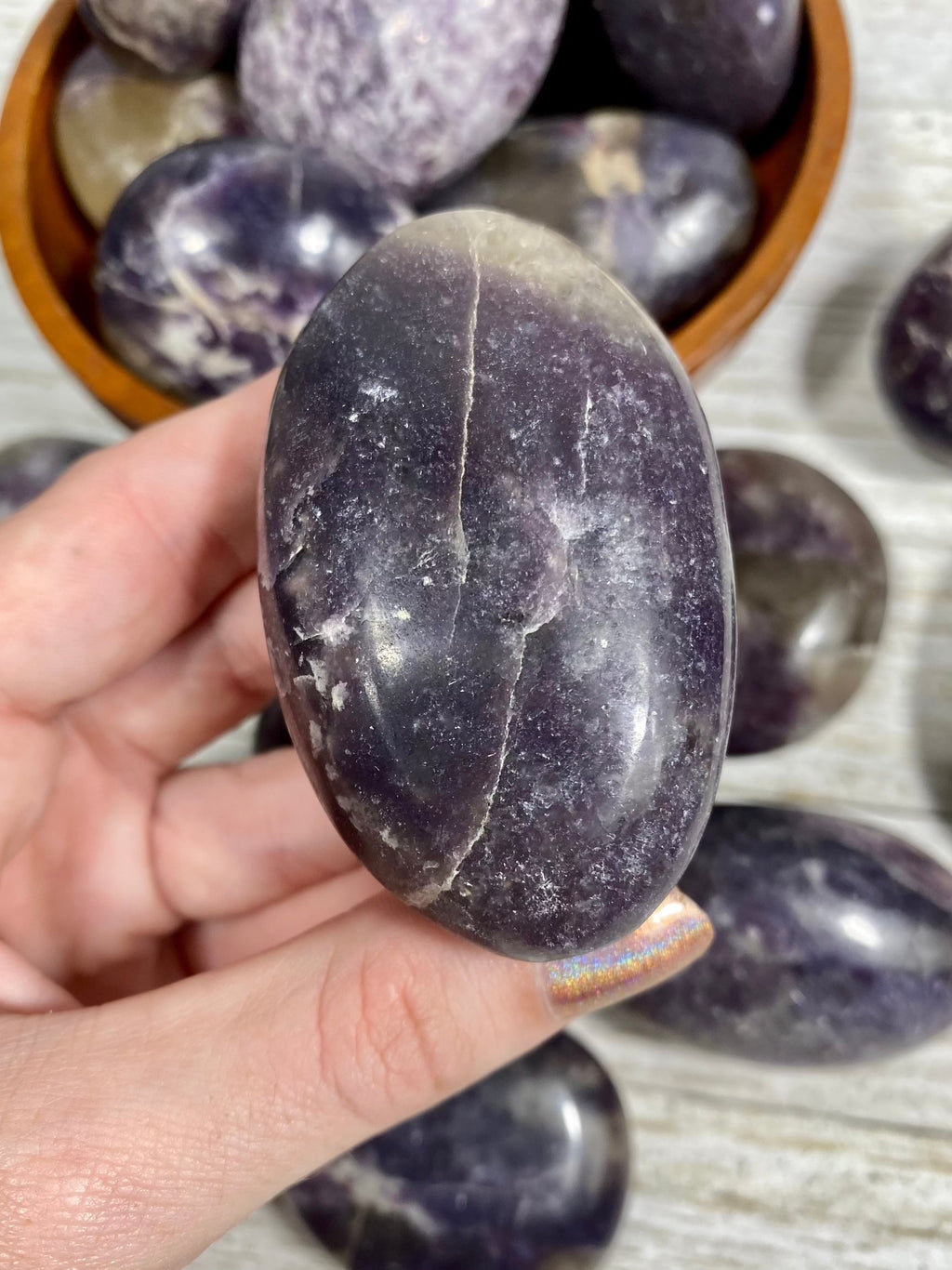 Lepidolite with Citrine Palm Stone Curious Muse Crystals