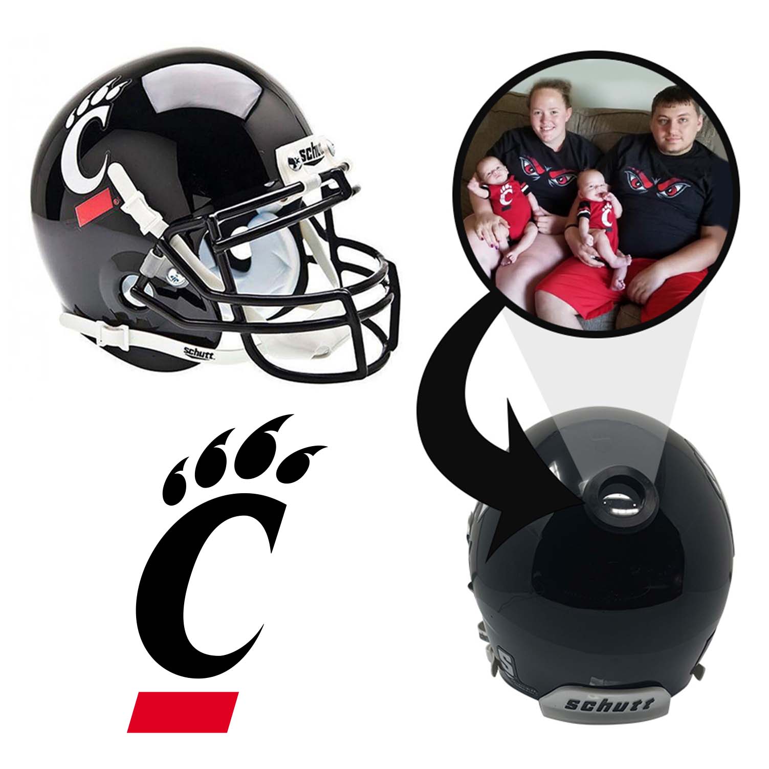 Cincinnati Bearcats College Mini Helmet - Custom Photo Collectible Fanz Collectibles